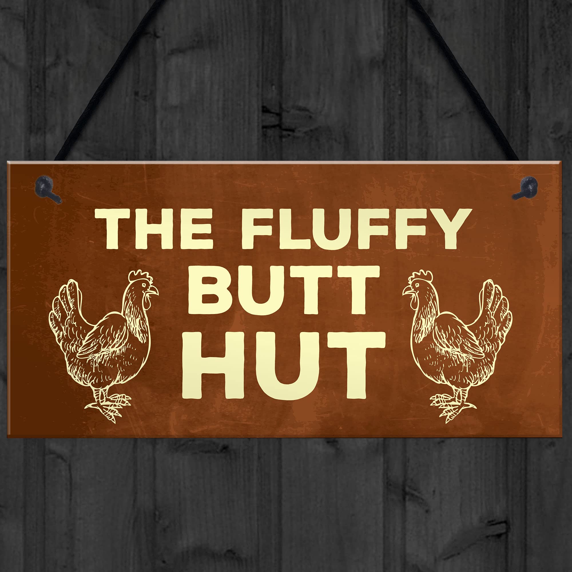 RED OCEAN Funny Chicken Coop Sign - Red PVC Plaque | 200x100mm | Made in England 7