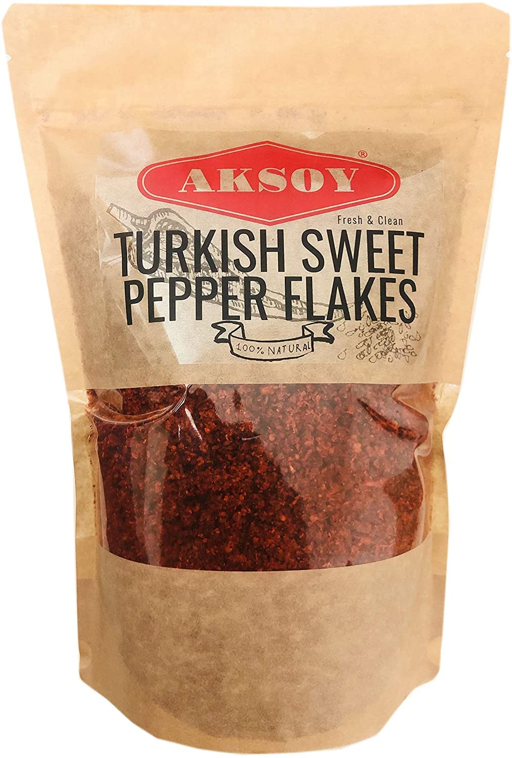 Aksoy Premium Turkish Sweet Red Pepper Flakes 200g - Mild & Sweet Flavor, Resealable Pack