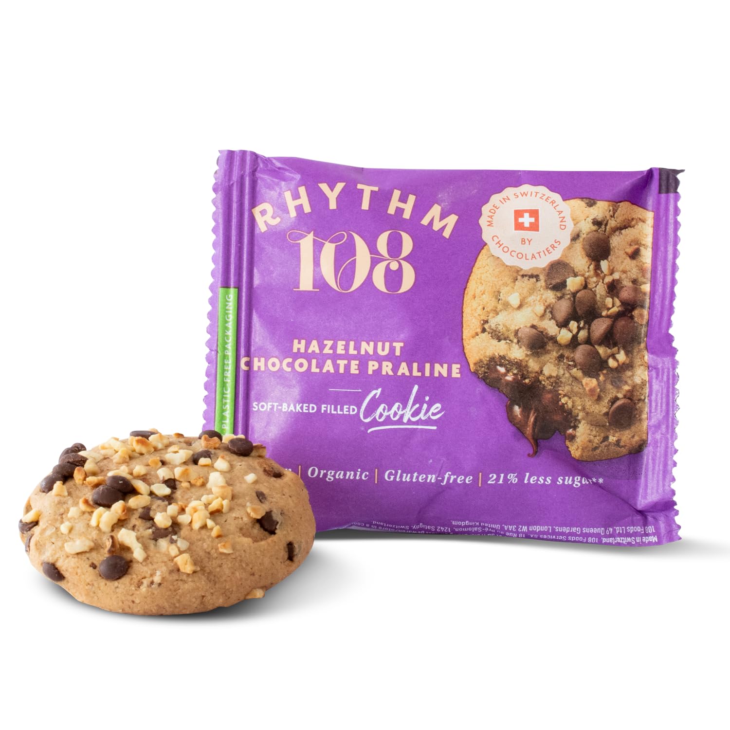 Rhythm 108 Swiss Organic Vegan Hazelnut Chocolate Praline Soft-Baked Cookie