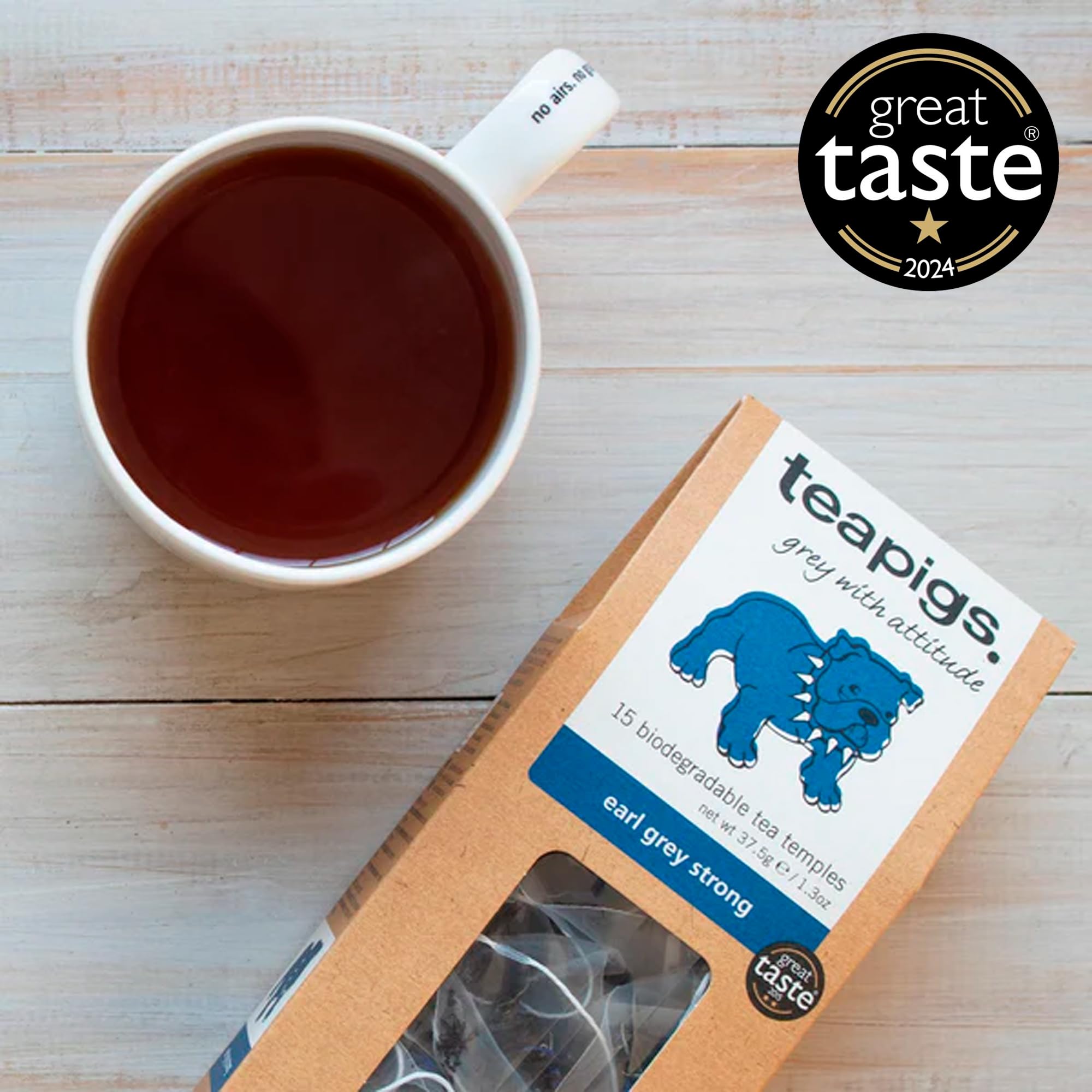 Tea Pigs Earl Grey Starker Tee 15 Beutel – Kräftiger Assam Schwarztee mit Bergamotte