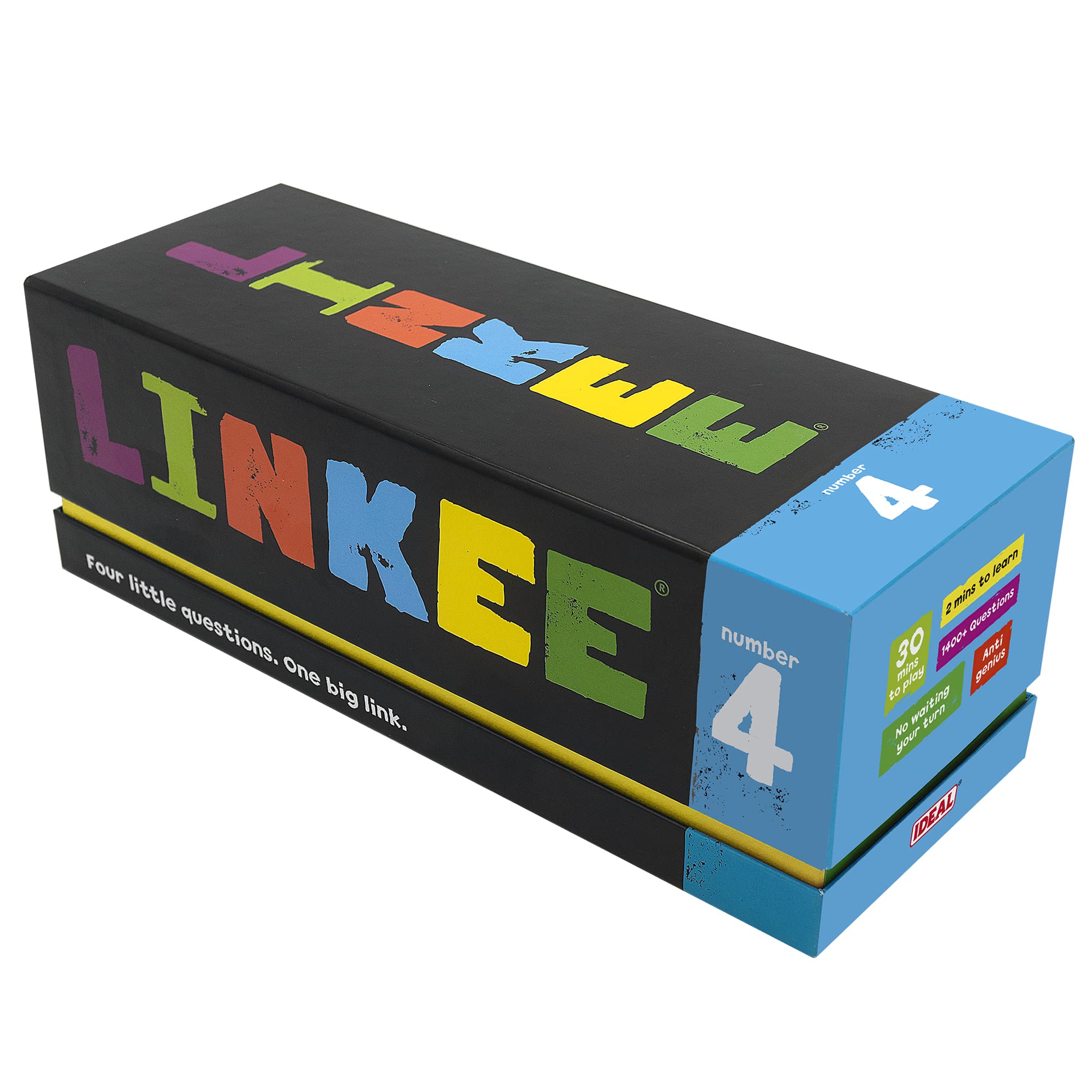 Ideal Linkee 4 Card Game - Shouty-Outy Family Trivia Party Game for 2-30 Players