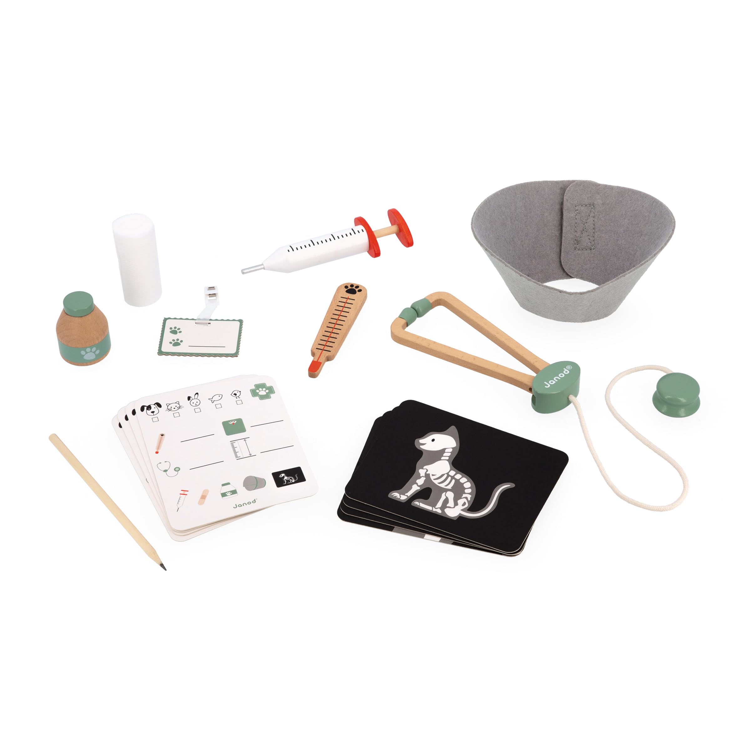 Janod Vet Kit - Pretend Play Occupation Set for Ages 3-8 with 16 Accessories 3