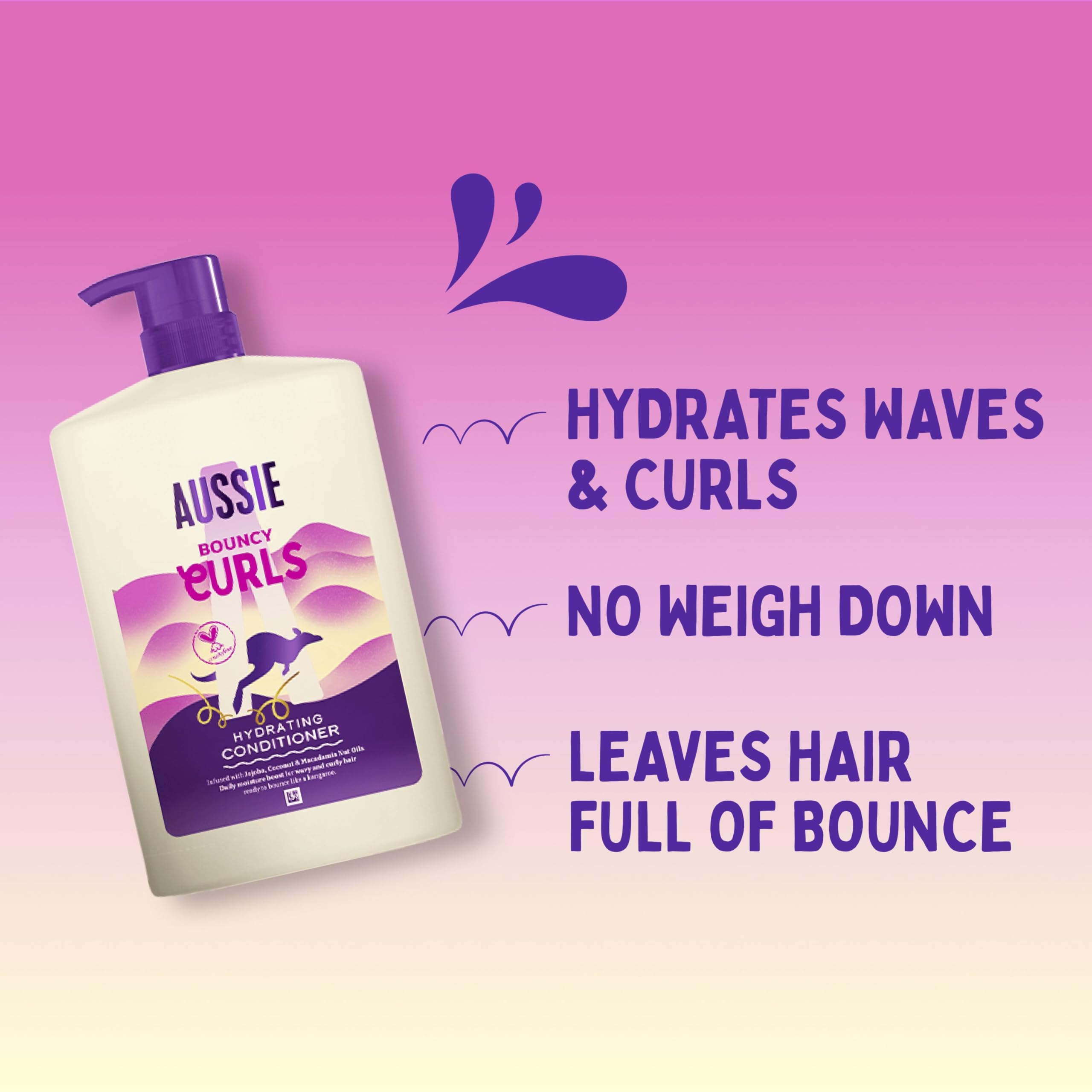Aussie Bouncy Curls Hydrating Conditioner (1L) - Lightweight Moisture for Curly & Wavy Hair