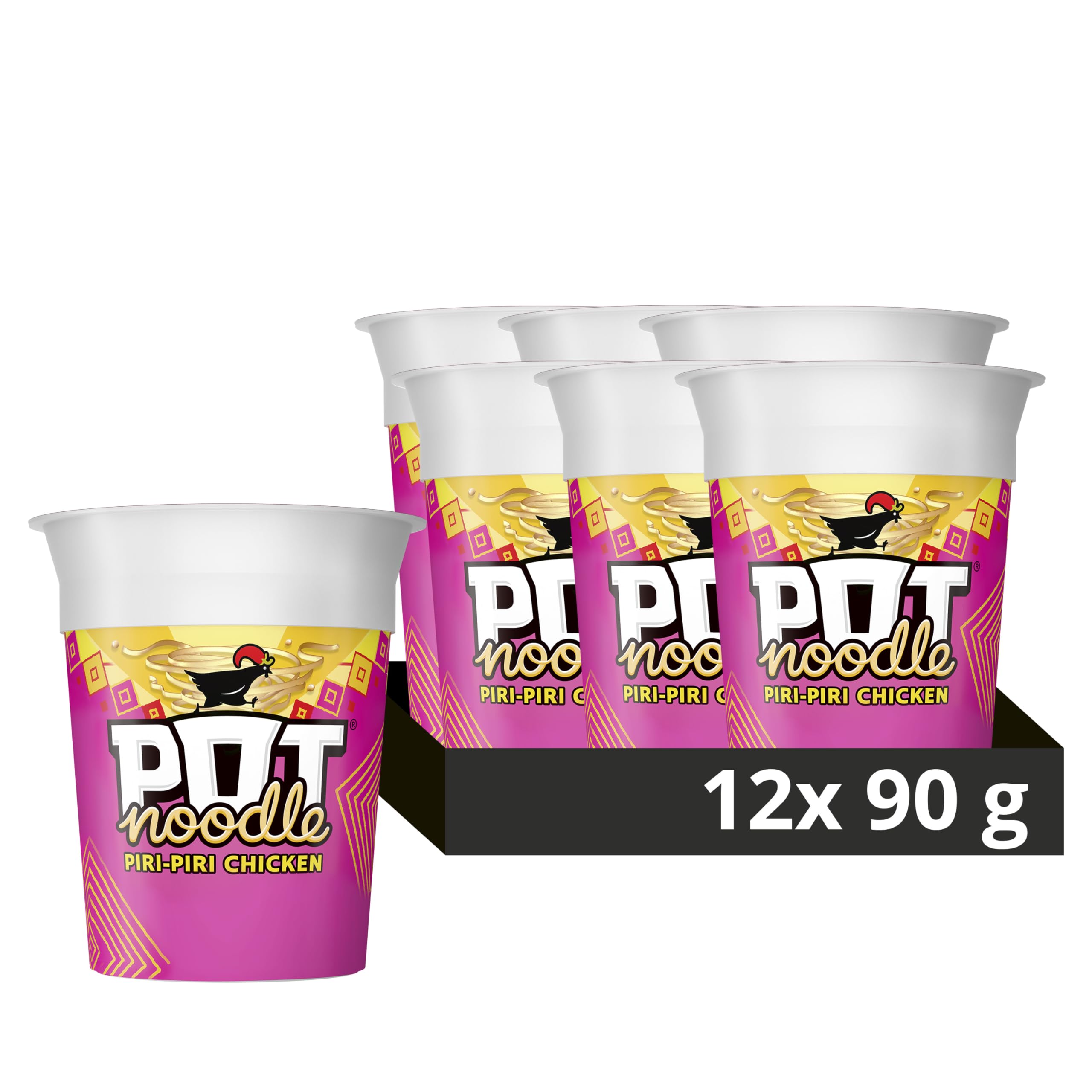 Pot Noodle Piri-Piri Chicken Instant Noodle Snack - Spicy Chicken Flavour, 4-Minute Meal