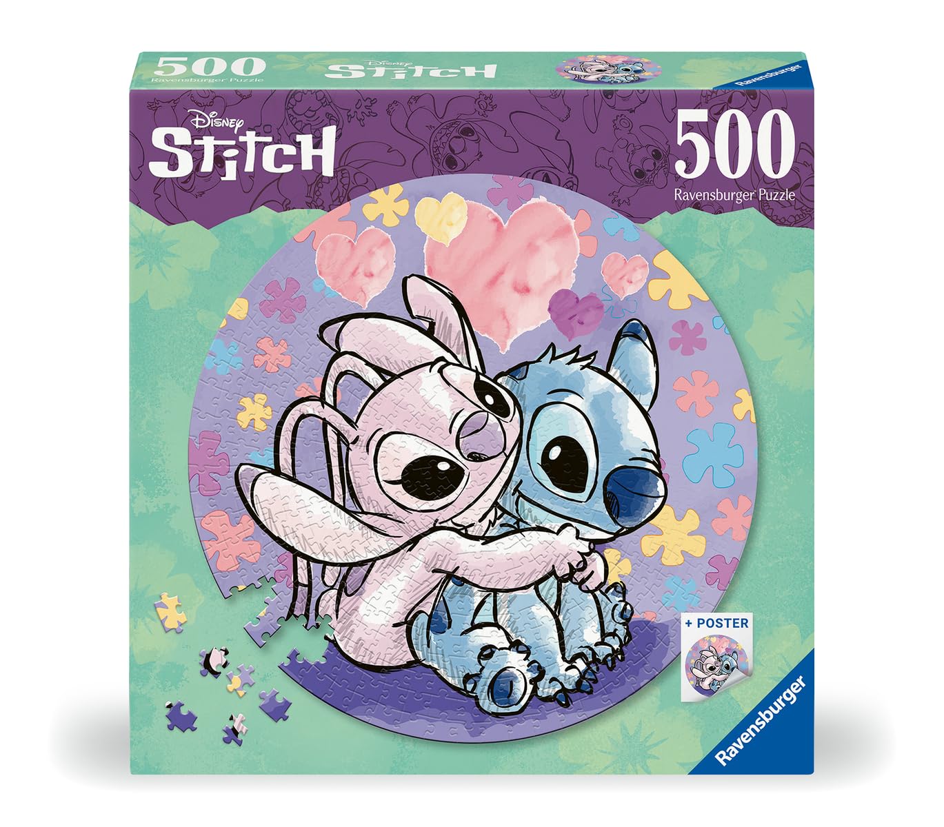 Ravensburger Disney Stitch Gifts - Circular 500 Piece Jigsaw Puzzle | 52cm Diameter 2