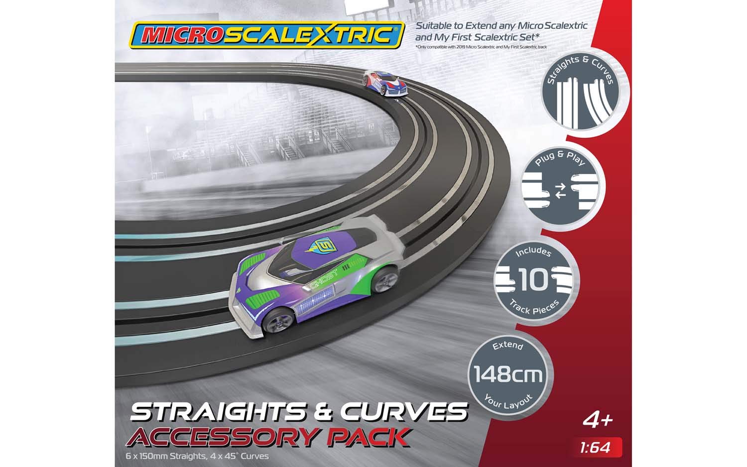 Micro Scalextric Track Extension Pack - 6 Straights & 4 Curves for 1:64 Slot Car Racing 5