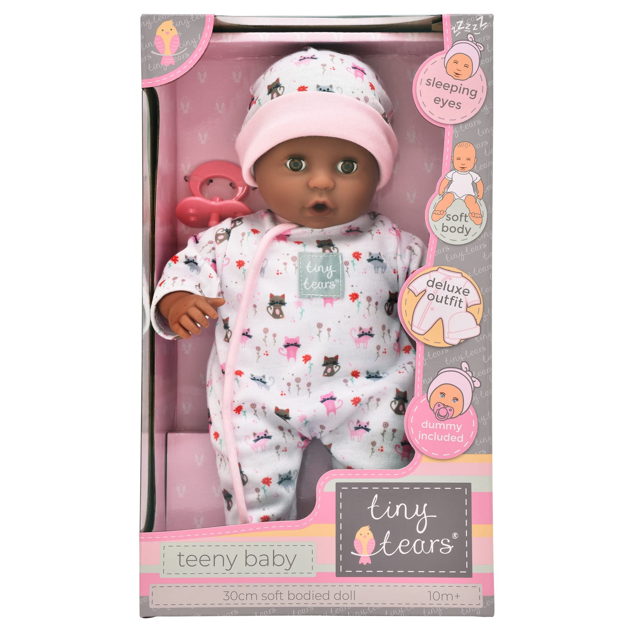 Tiny Tears Teeny Babypuppe – 30 cm weicher Körper mit Schlafaugen, Rosa