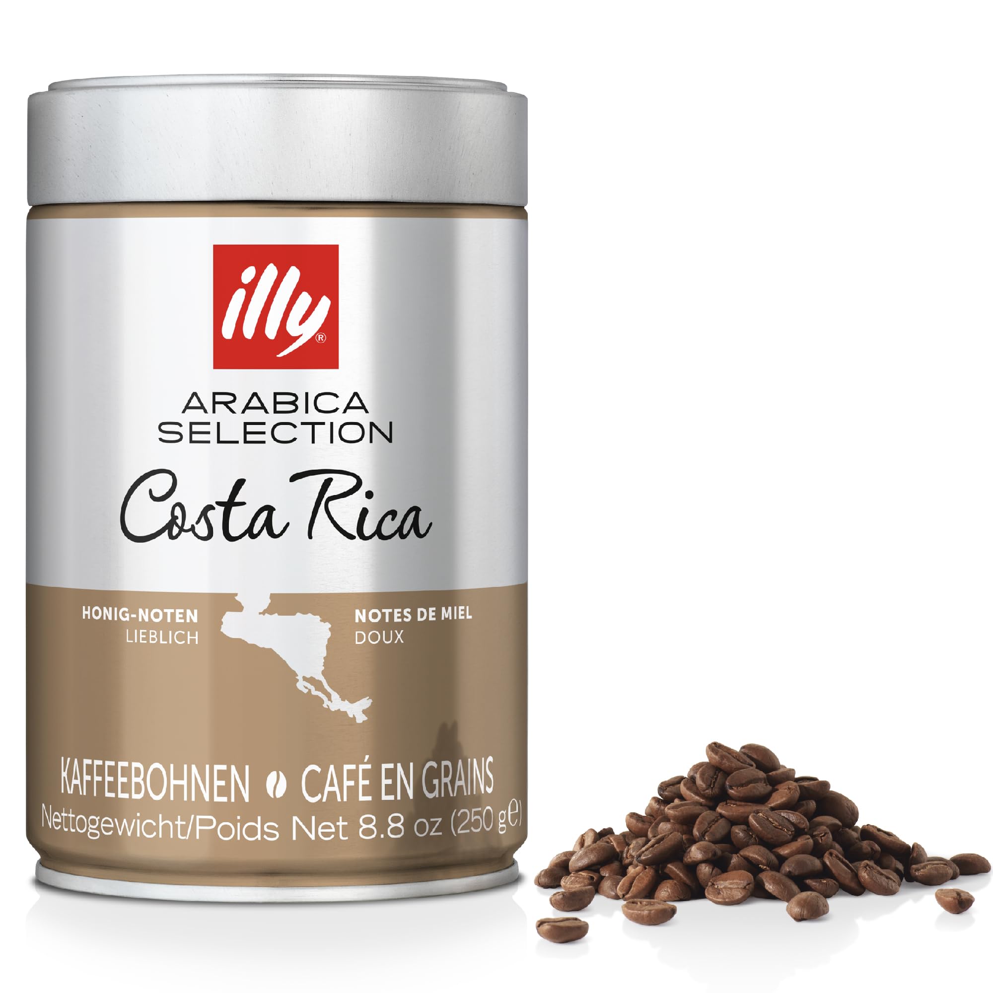 illy Arabica Selection Costa Rica Medium Roast Whole Coffee Beans - 250g Tin