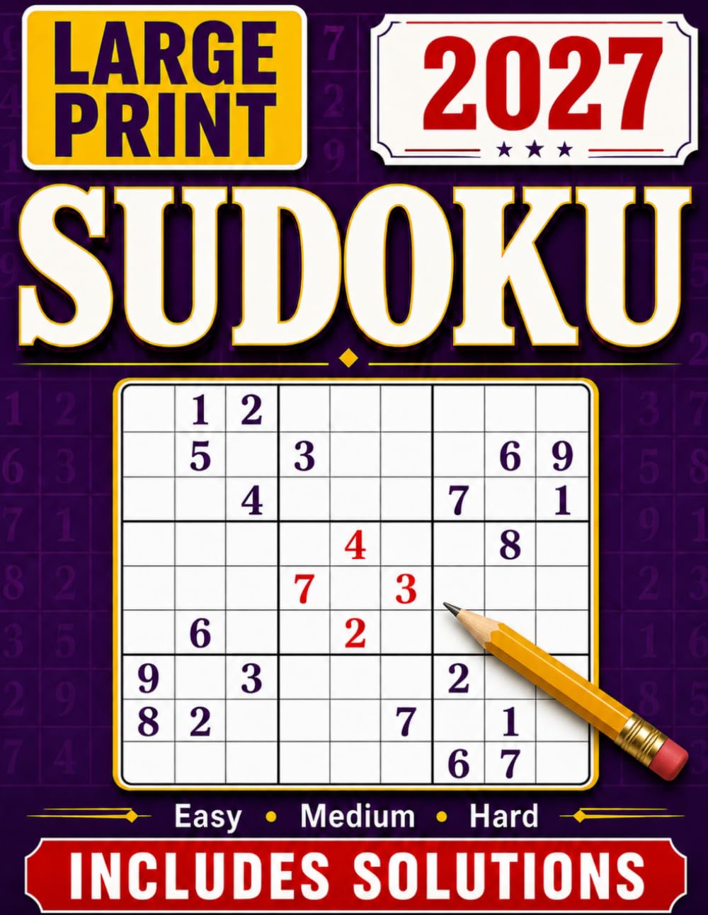 SENIOR TASSE Large Print Sudoku Puzzle Book - Easy, Medium, Hard Puzzles | Paperback 1