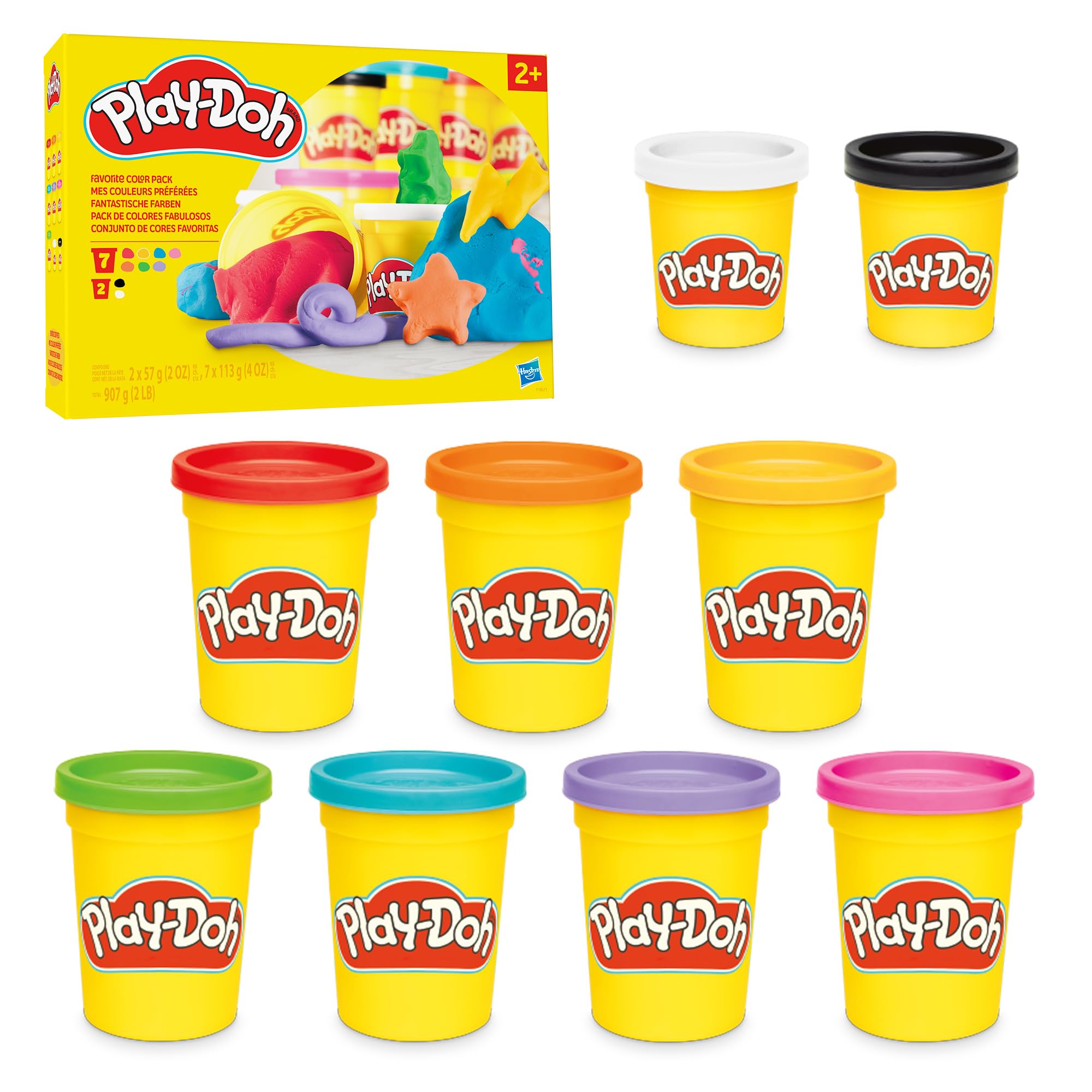 Play-Doh Favorite Colour Pack - 9 Cans (7x113g, 2x57g) | Non-Toxic Modeling Compound