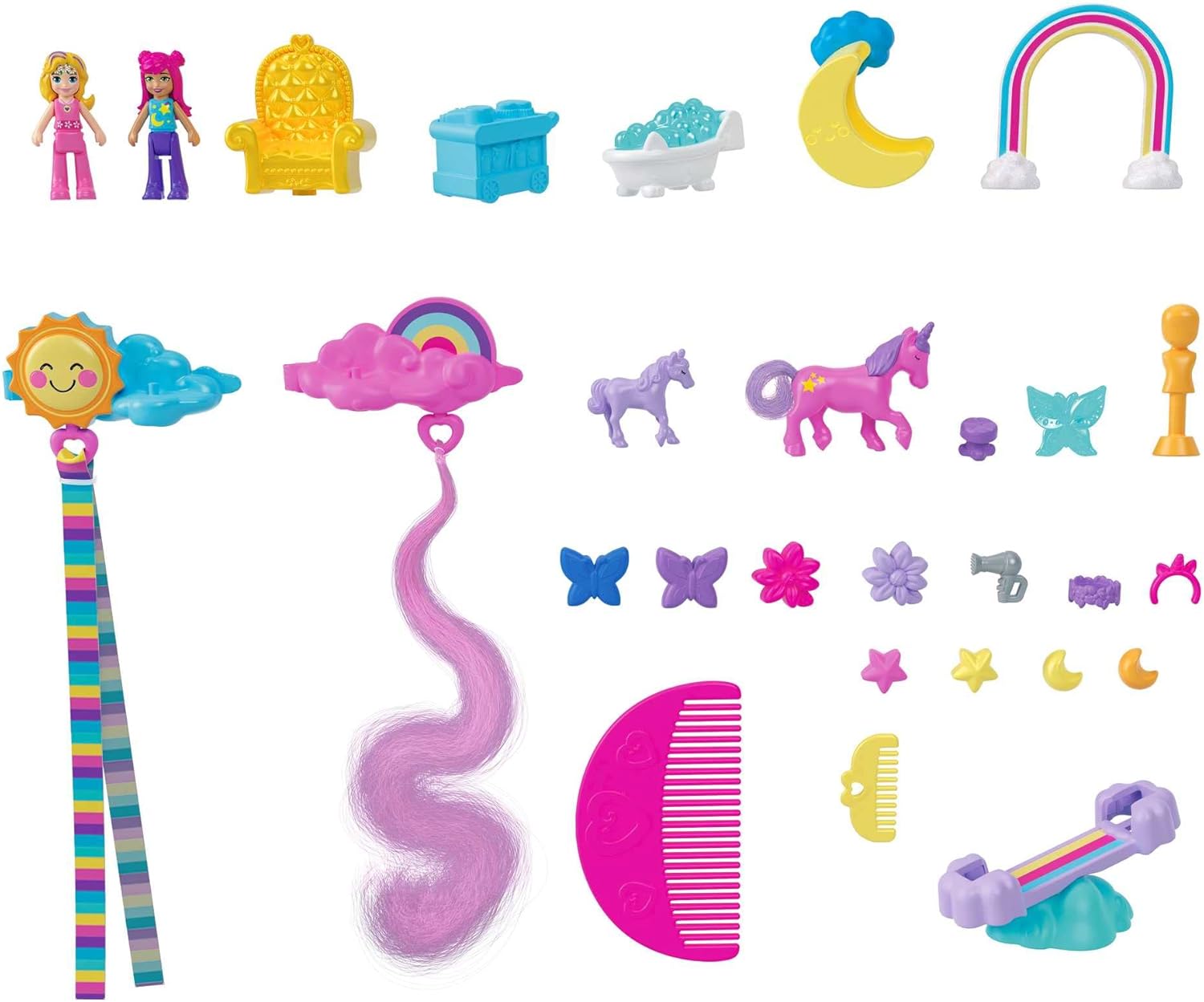 Polly Pocket Rainbow Unicorn Salon - 2-in-1 Styling Head & Playset for Kids 4+ 4