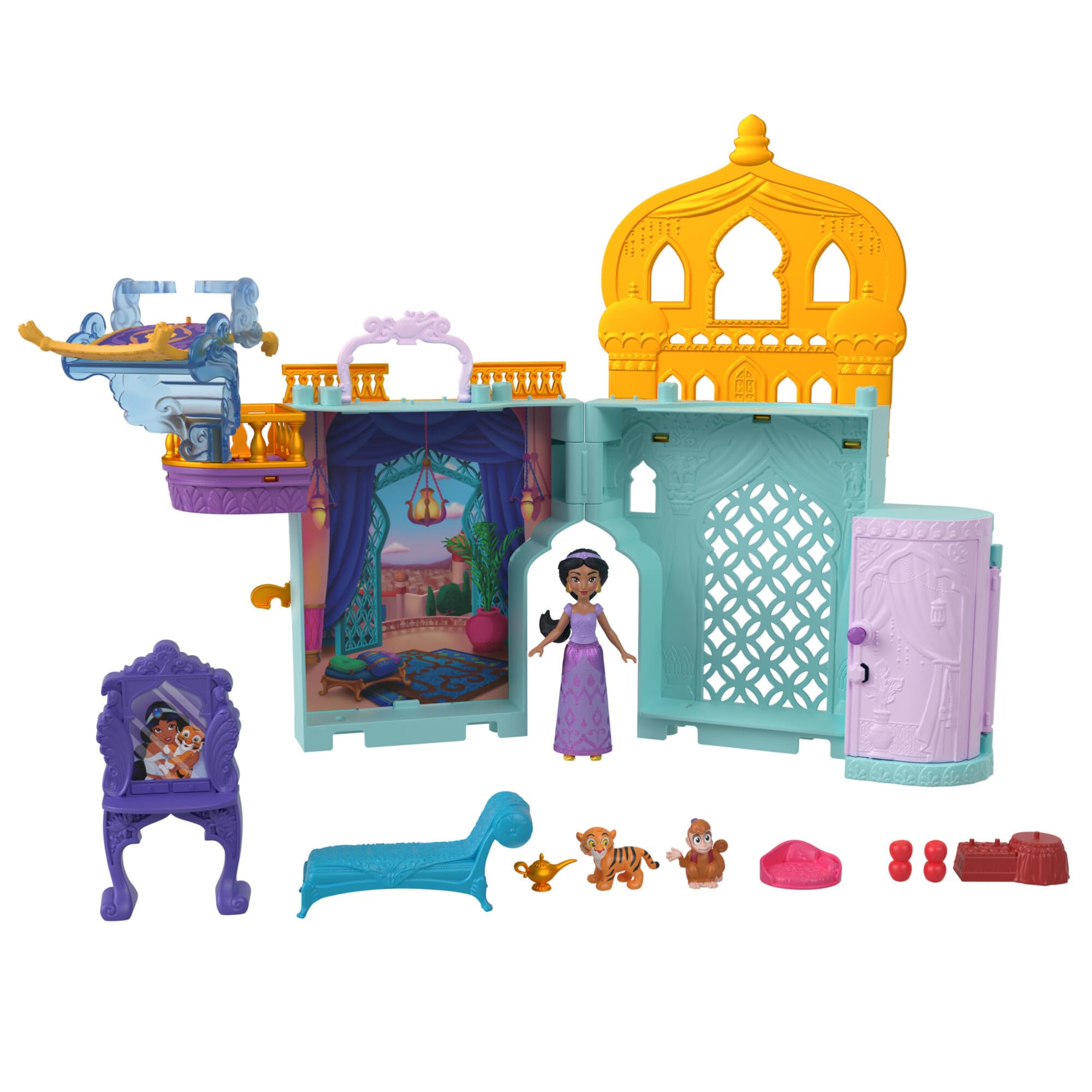 Mattel Disney Princess Storytime Stackers - Jasmine's Palace Playset with Doll & Friends, Inspired by Aladdin