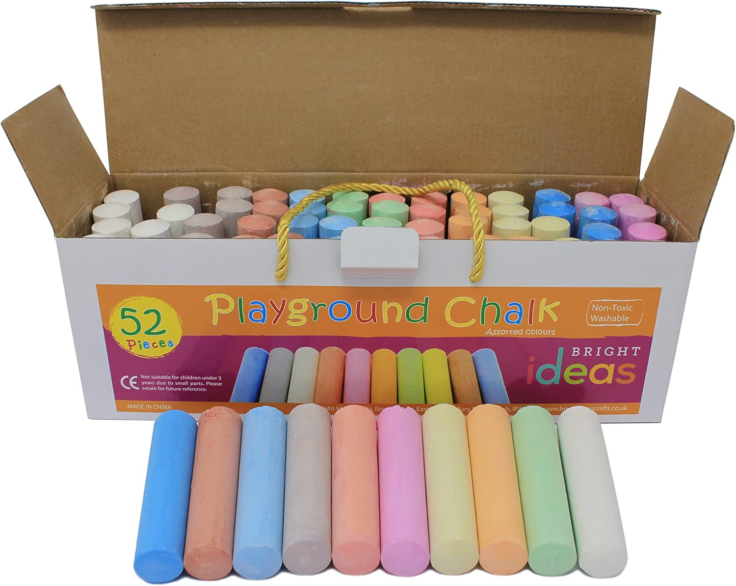 Bright Ideas PK52 Giant Playground Chalk - Assorted Colours for Outdoor Fun