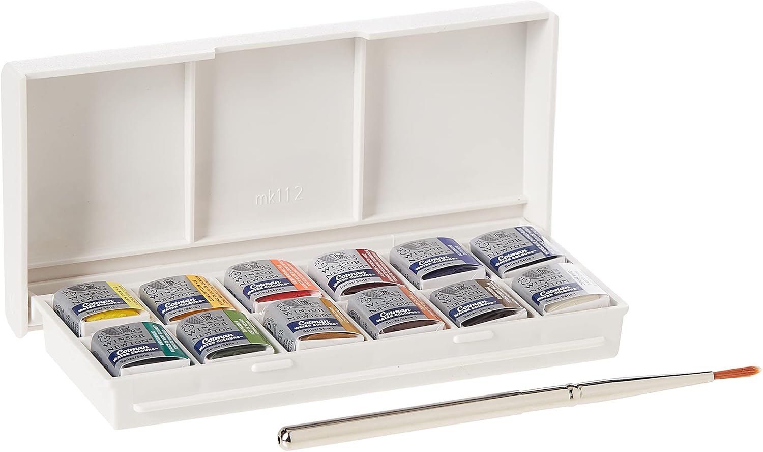 Winsor & Newton Cotman Watercolour Paint Set - Sketchers Pocket Box with 12 Half Pans and Travel Brush 3
