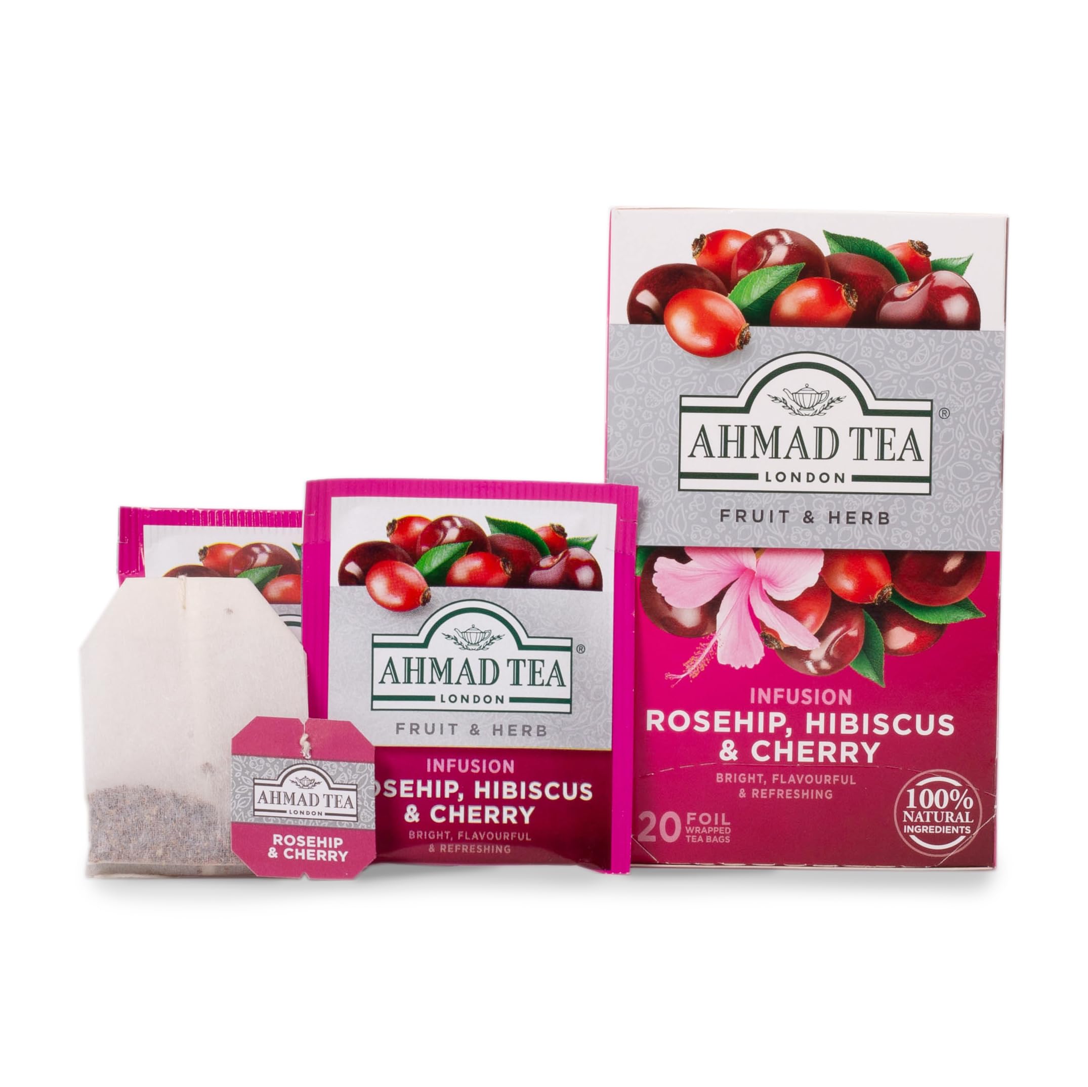 Ahmad Tea Rosehip, Hibiscus & Cherry Fruit & Herbal Infusion - 20 Tea Bags