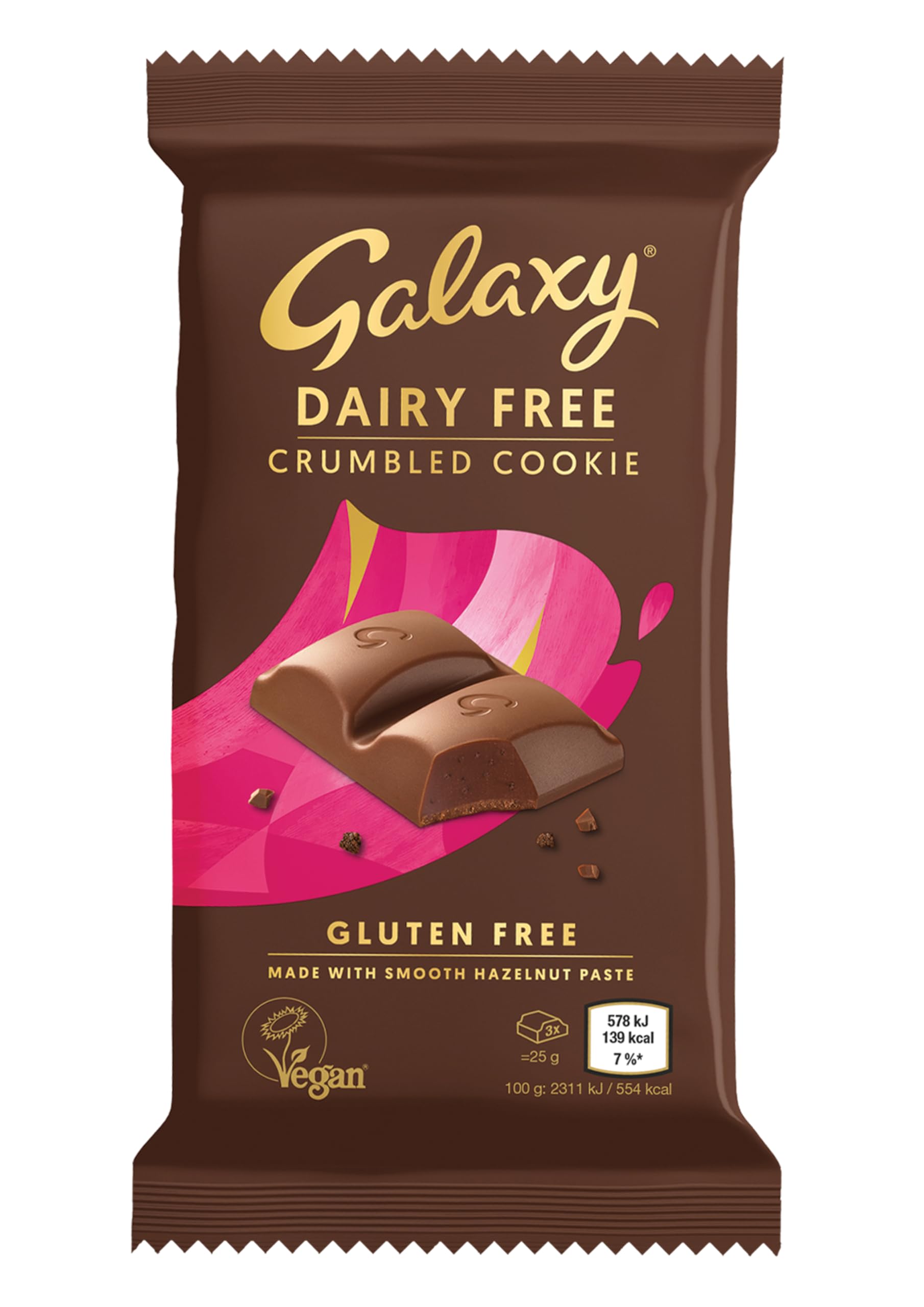 GALAXY Milchfreier Schokoriegel – Streuselkeks, Vegane Haselnuss &amp; Kakao, 90g