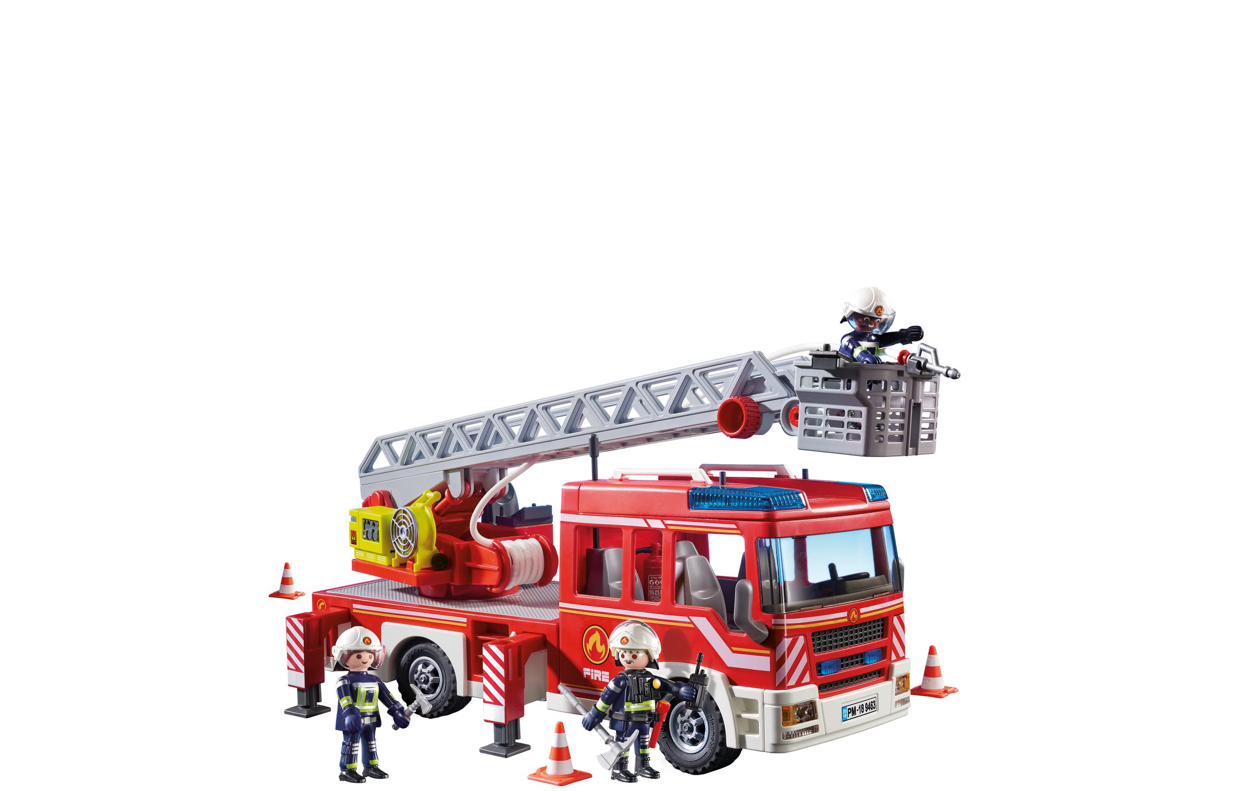 PLAYMOBIL Fire Ladder Unit 9463 - Light & Sound Effects, Water Pump Playset for Ages 4+ 7