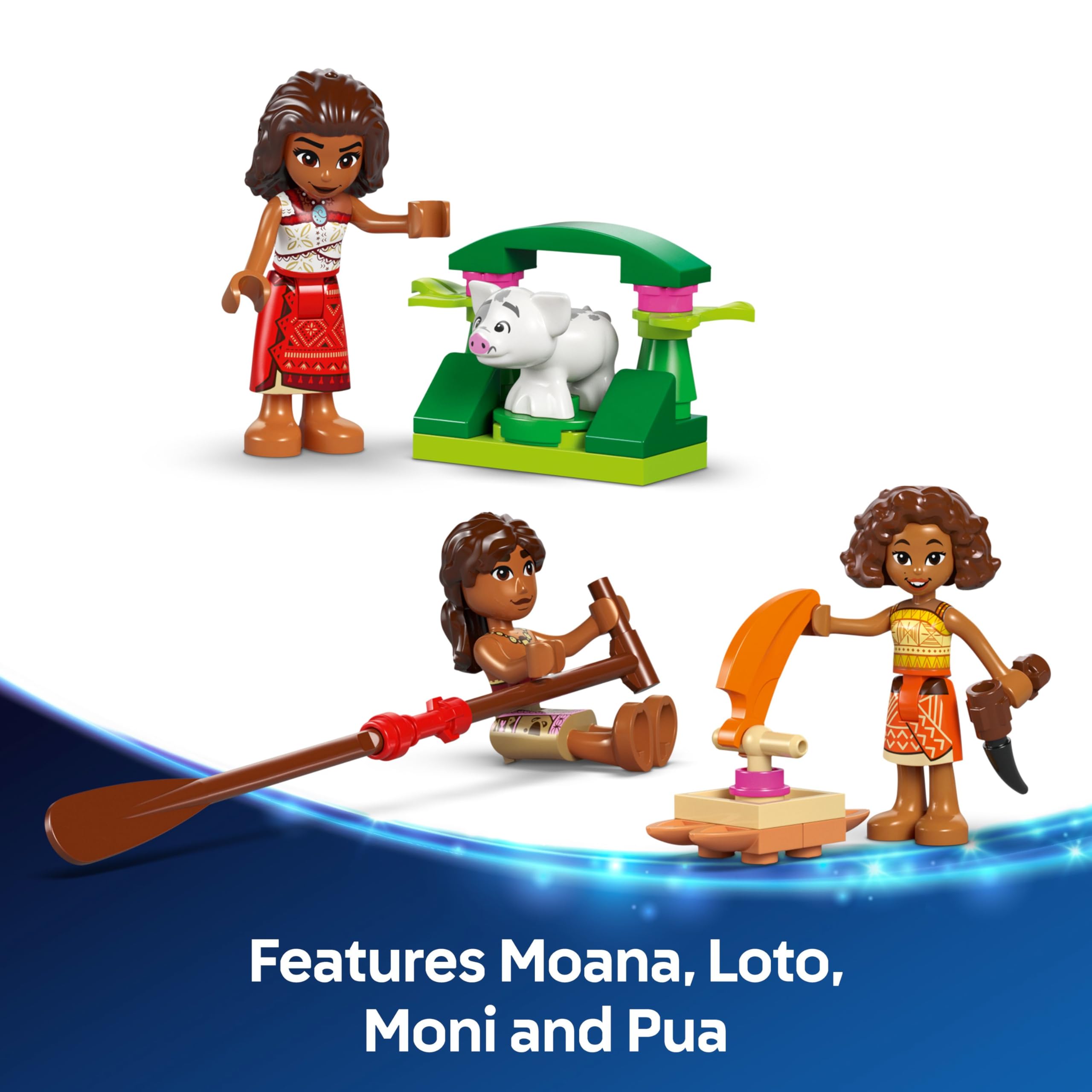 LEGO Disney Moana's Adventure Canoe - Buildable Boat Toy with 4 Characters for Kids 6+