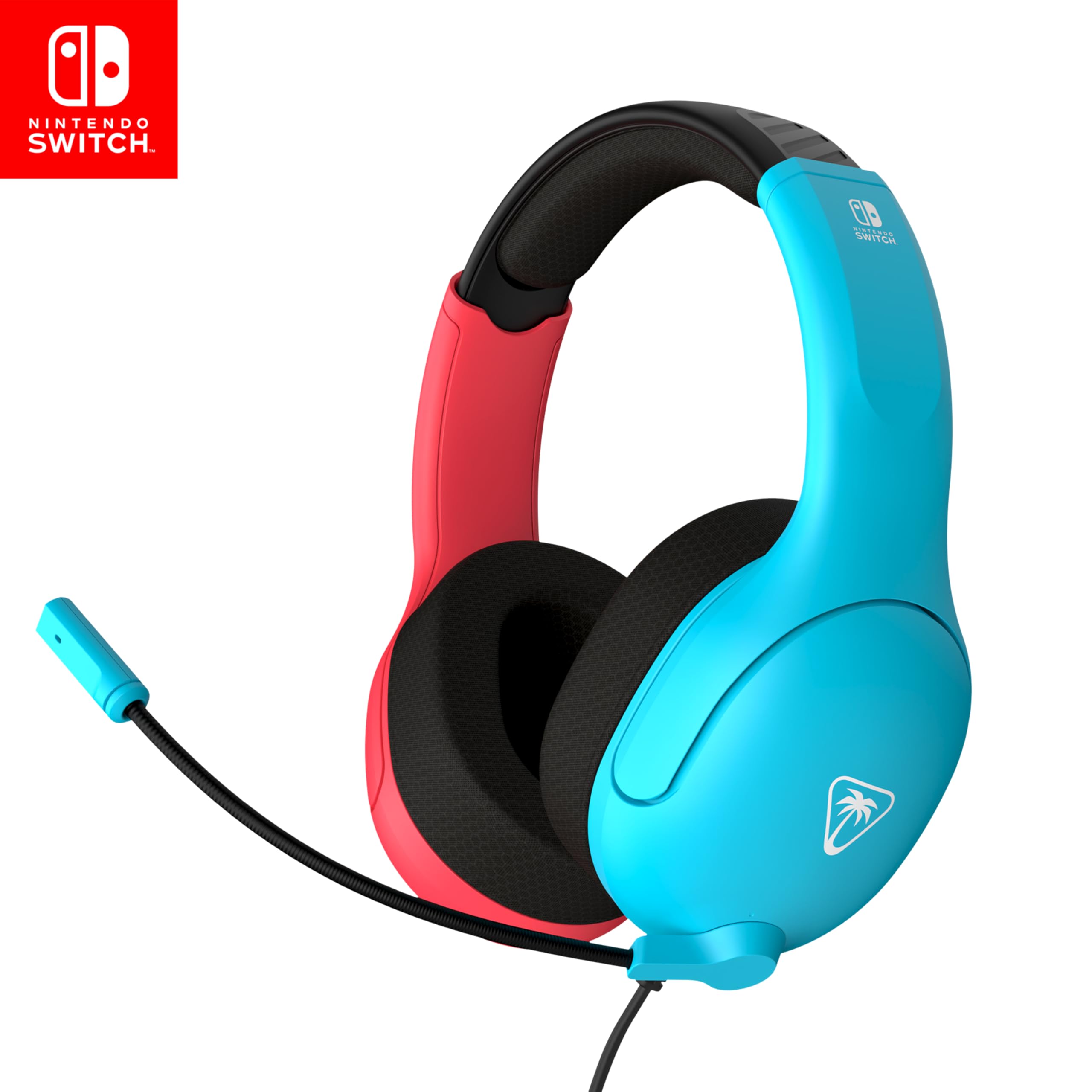 Turtle Beach Airlite Fit Neon Blue and Red Wired Gaming Headset for Nintendo Switch with Flip-to-Mute Mic