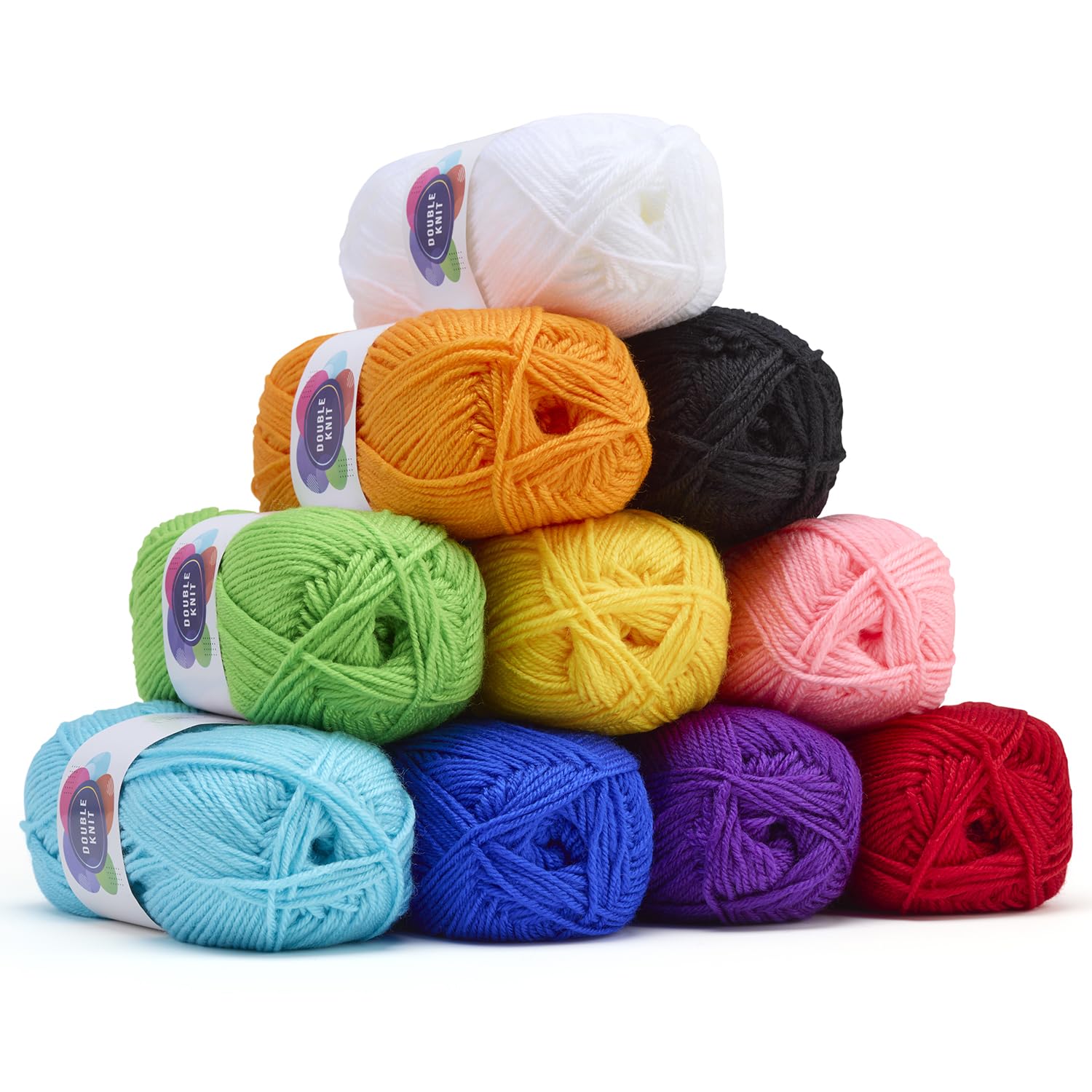 Springboard Acrylic Double Knitting Wool Multipack - 10x100g Coloured DK Yarn for Crafts