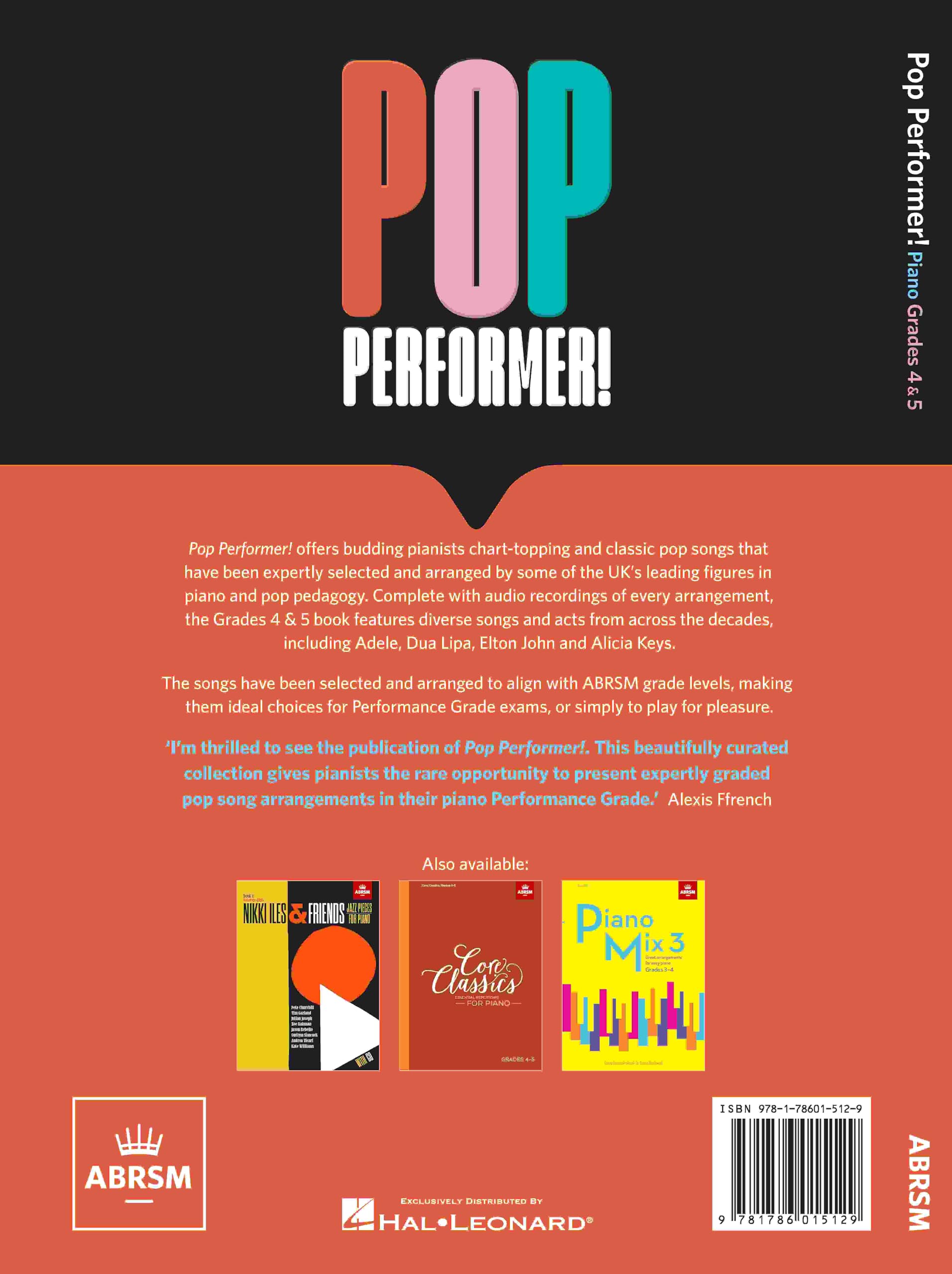 ABRSM Pop Performer! Piano - Grade 4-5 Sheet Music Book | English