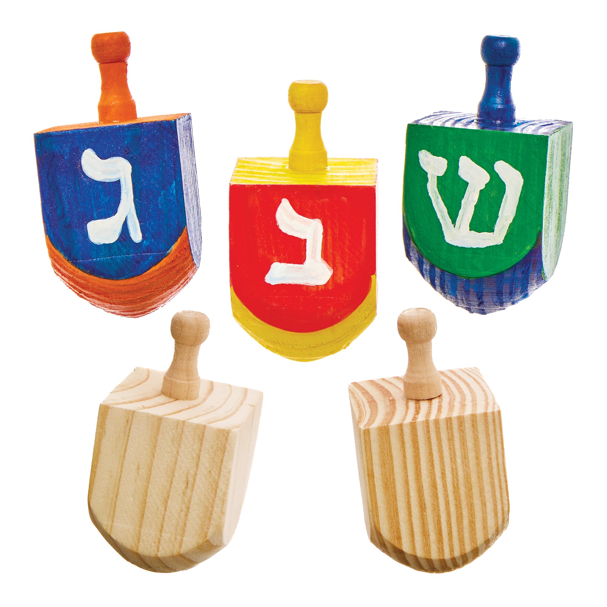 Baker Ross FX939 Wooden Dreidels - Pack of 5, Paint Your Own Hanukkah Craft Toy 6