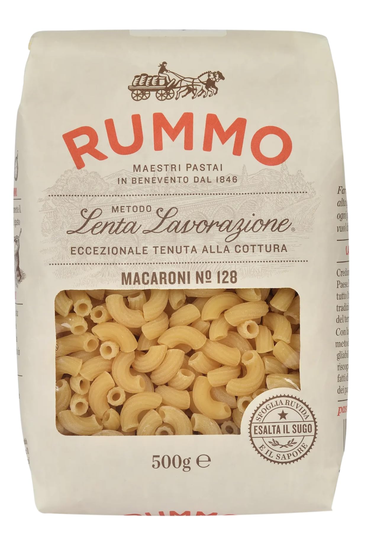 Rummo Macaroni Elbows No.128 – Authentic Italian Pasta, 500g