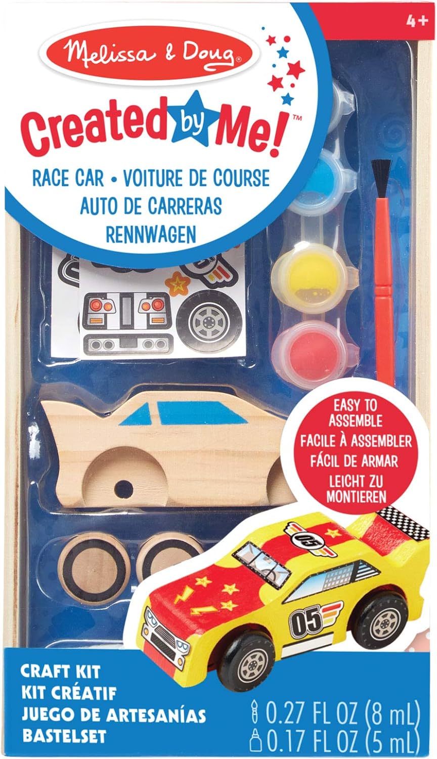 Melissa & Doug Race Car Craft Kit - Wooden DIY Assembly Toy for Kids 3+