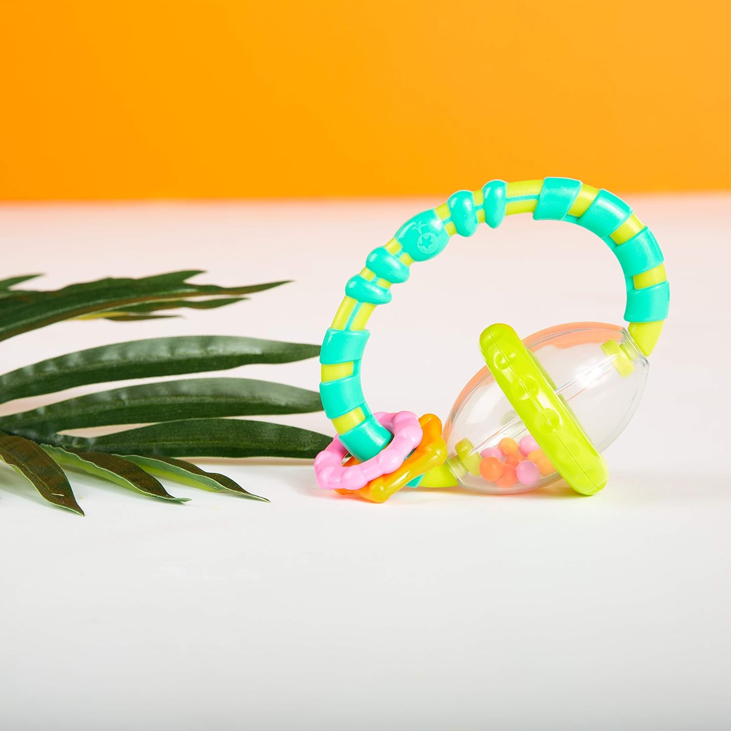 Bright Starts Grab & Spin Rattle and Teether Toy - 3 Months+ 4