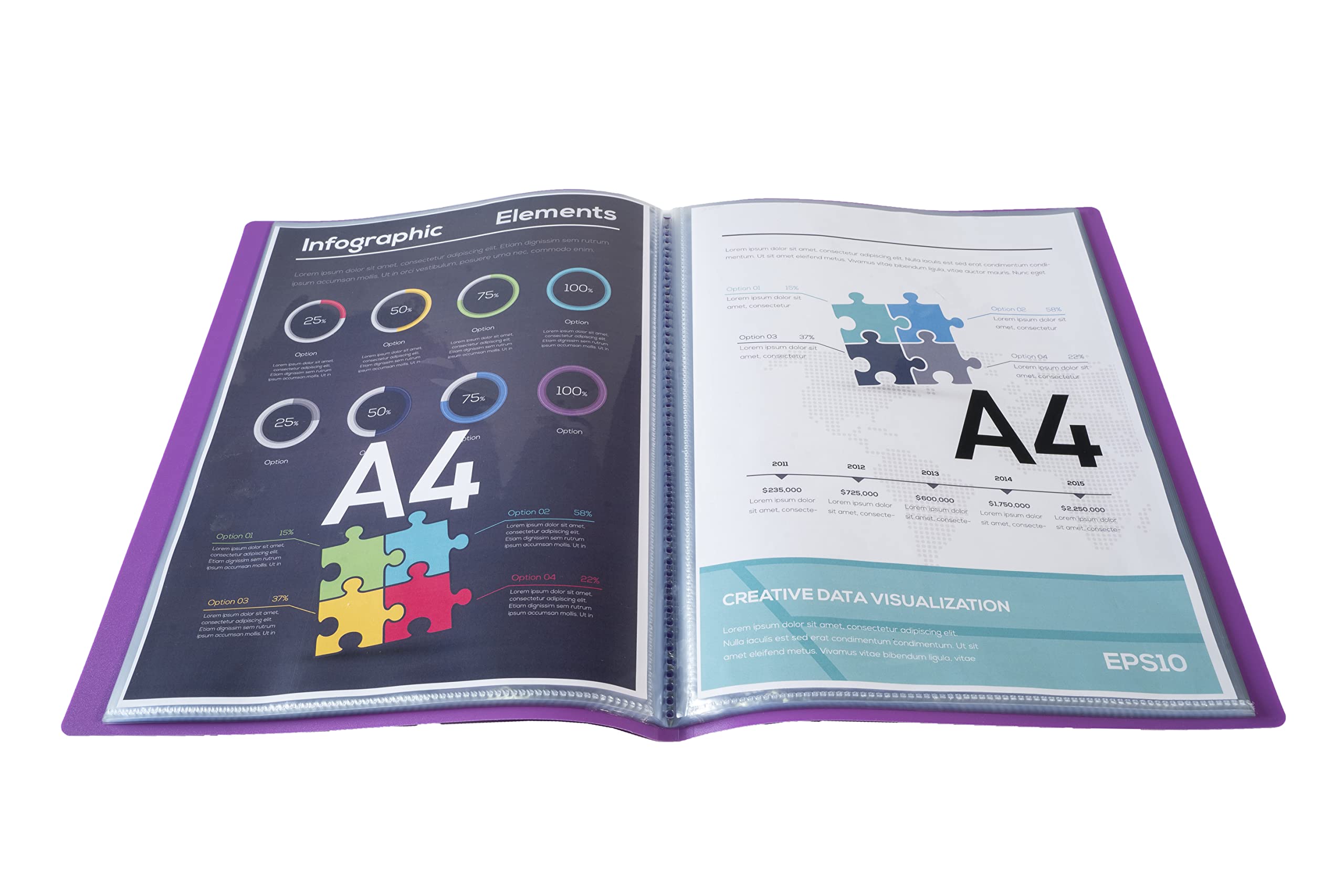 Exacompta - Ref 88226E - Semi-Rigid PP Display Book - Suitable for A4 Documents, Wipeable Cover, 500 Micron Polypropylene, 20 Pockets, 40 Viewing Pages - Purple Cover 4