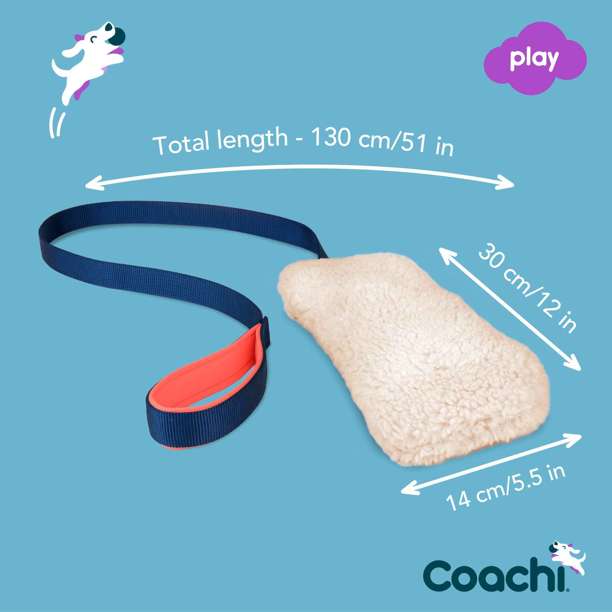 Coachi Chase & Crinkle Enrichment Dog Toy - Soft Faux Lambswool | Navy & Coral 4