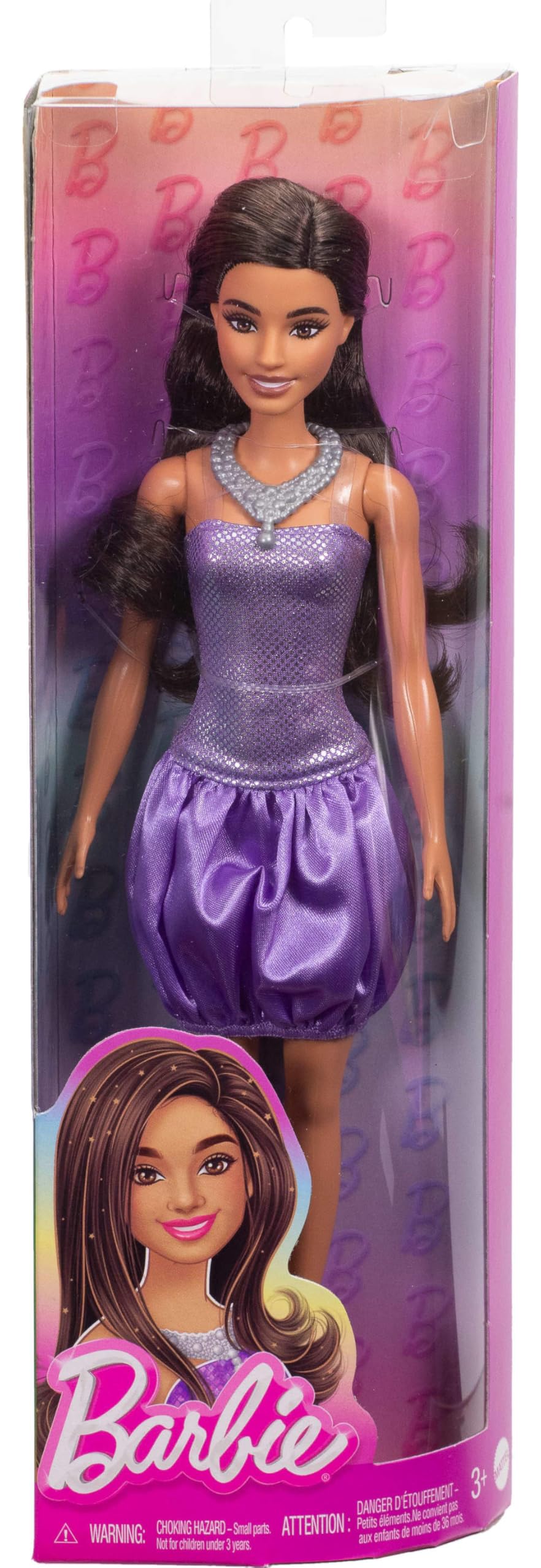 Barbie Fashionistas Doll #234 - Purple Sequined Bubble Dress with Brown Wavy Hair, HYT92 3