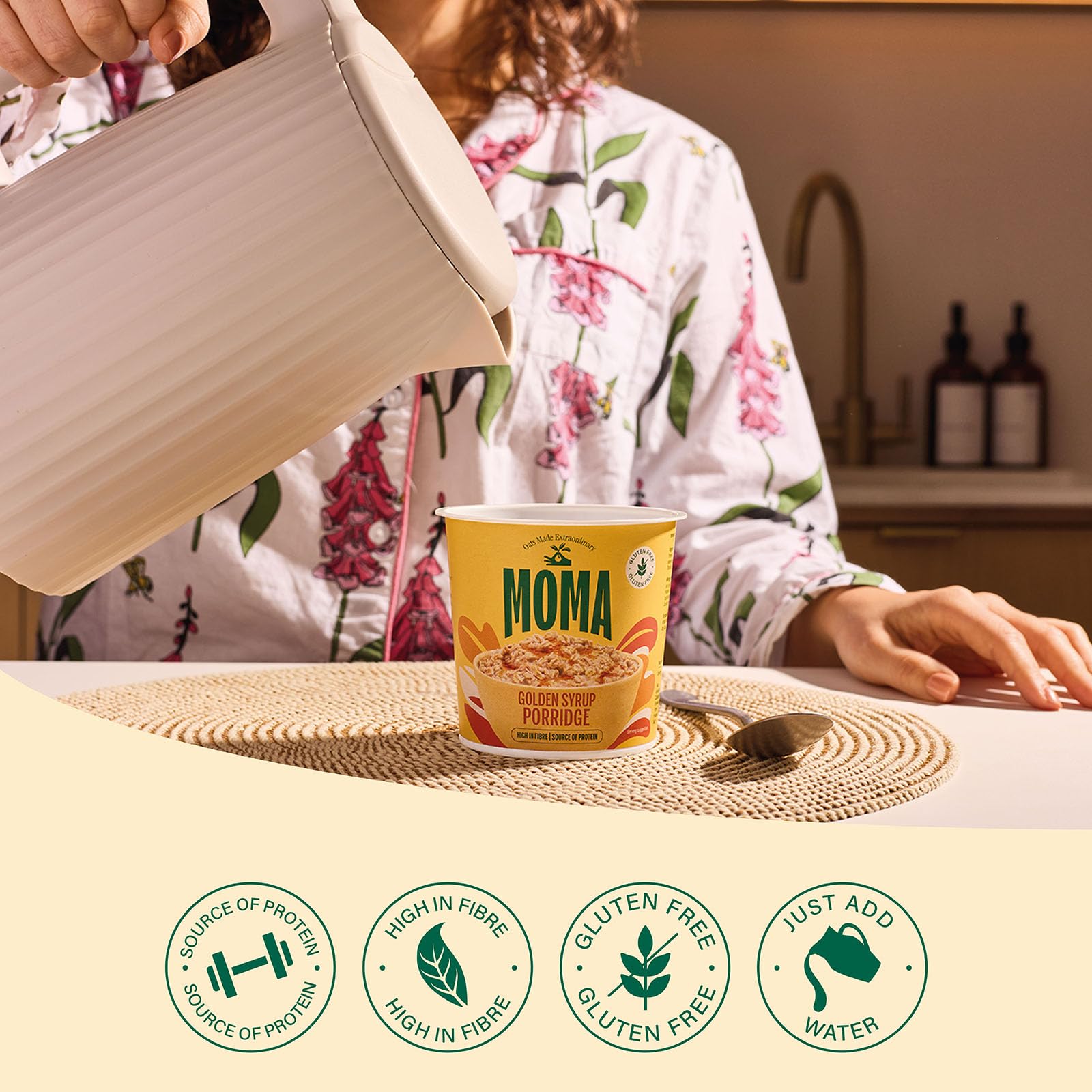 MOMA Instant Porridge Pots Golden Syrup 70g - Gluten Free, High Fibre, Source of Protein 5