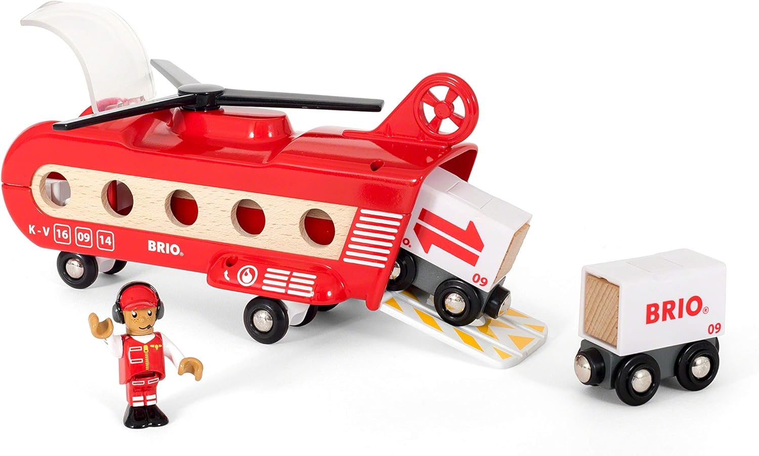 BRIO World Airport Cargo Transport Helicopter Playset with Magnetic Couplings for Ages 3+ 10