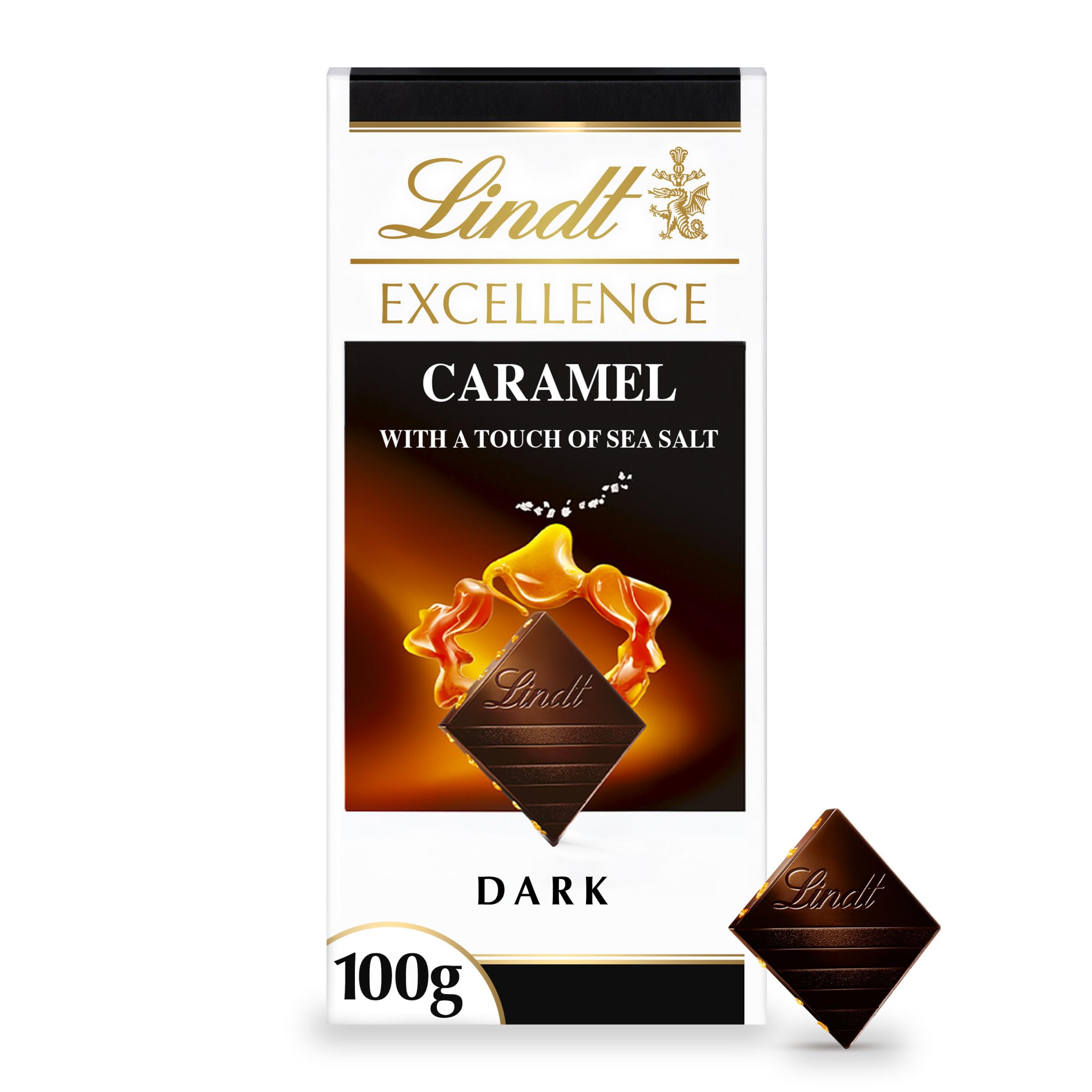 Lindt Excellence Dark Caramel Chocolate Bar with a Touch of Sea Salt - 100g