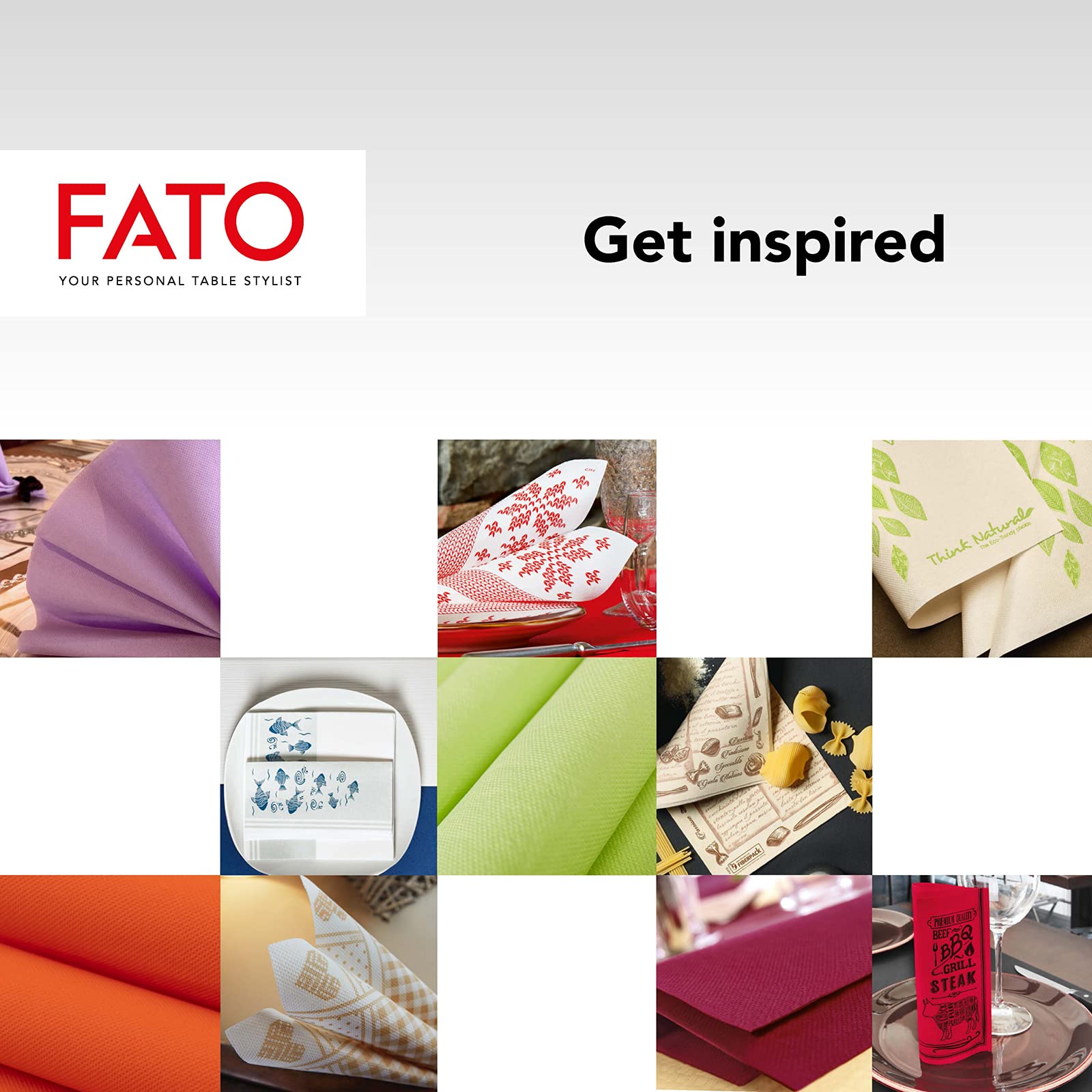 Fato Black 38x38 cm Soft & Durable 2-Ply Disposable Paper Napkins, Pack of 40 3