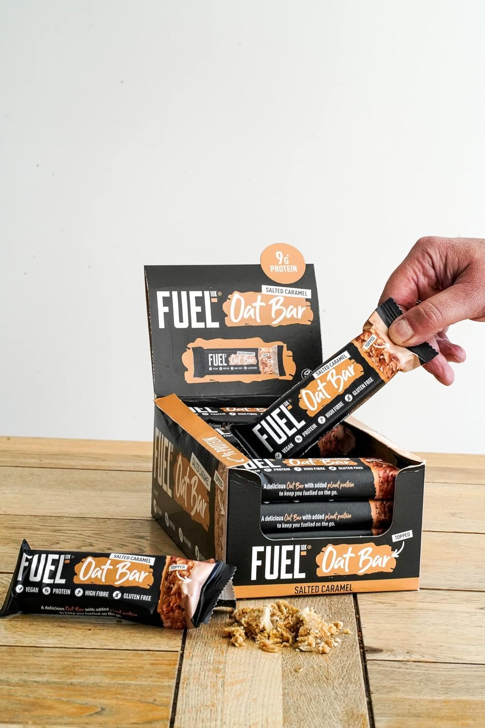 FUEL10K Salted Caramel Oat Bars, High Protein & Fibre, Vegan, 45g (Pack of 16) 7
