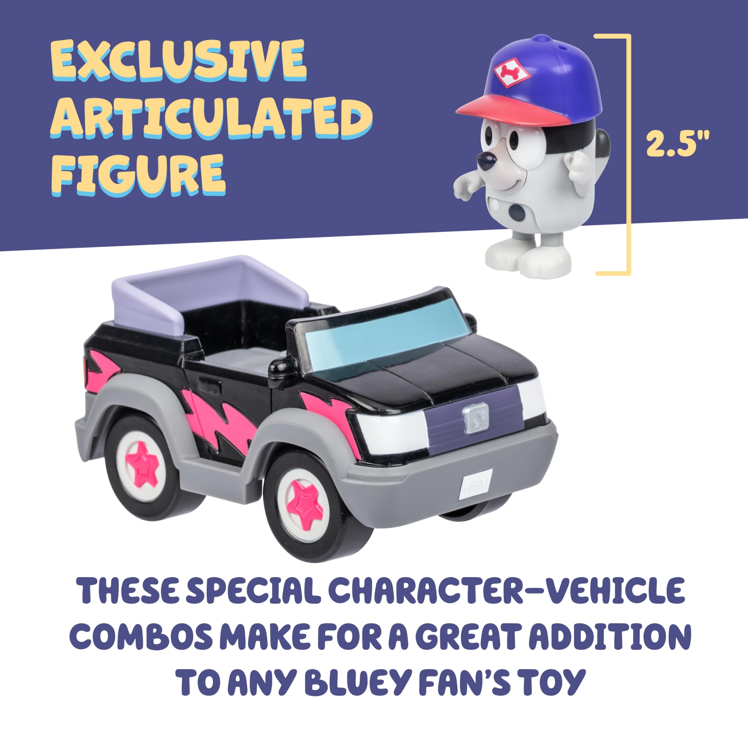 Bluey Pizza Girls Car with Muffin Figure - Vehicle Playset for Kids 3+ 3