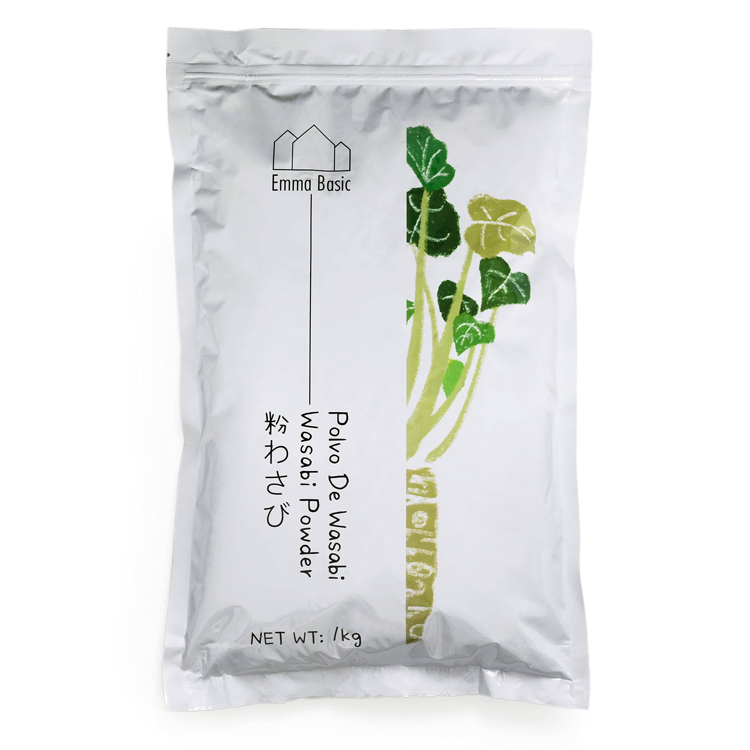 Emma Basic Wasabi Powder 1kg - 20% Real Wasabi Japonica, Natural Condiment for Sashimi, Soba & Dressings
