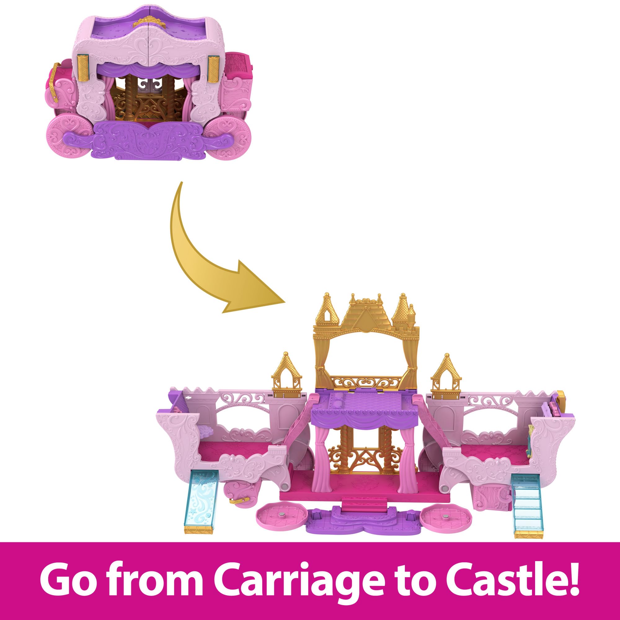 Disney Princess Carriage to Castle Transforming Playset with Aurora Doll - 3 Levels, 6 Play Areas, 18-Piece Set 4