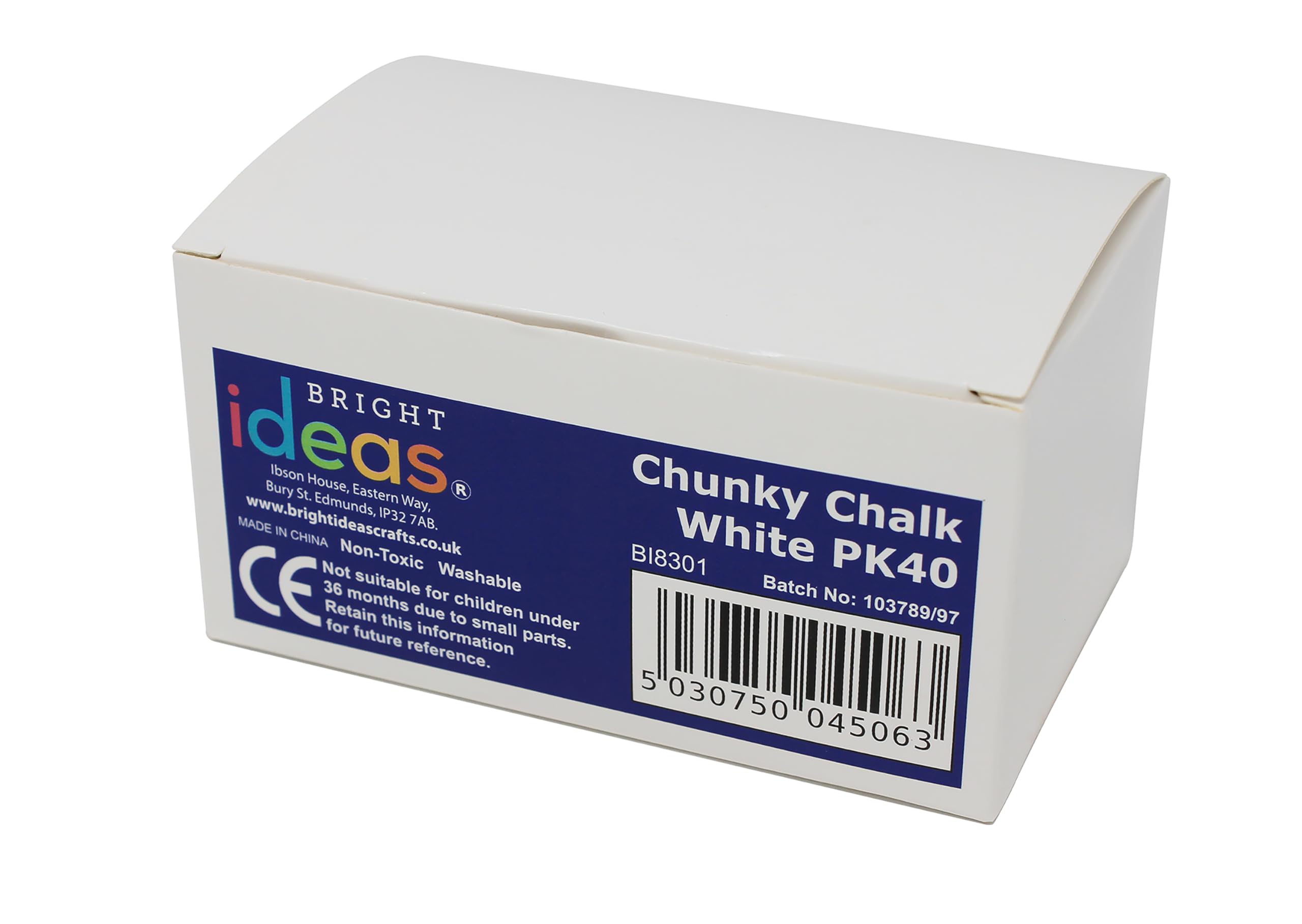 Bright Ideas PK40 5.5cm White Chunky Chalk Sticks - Outdoor Playground Chalk for Kids 4