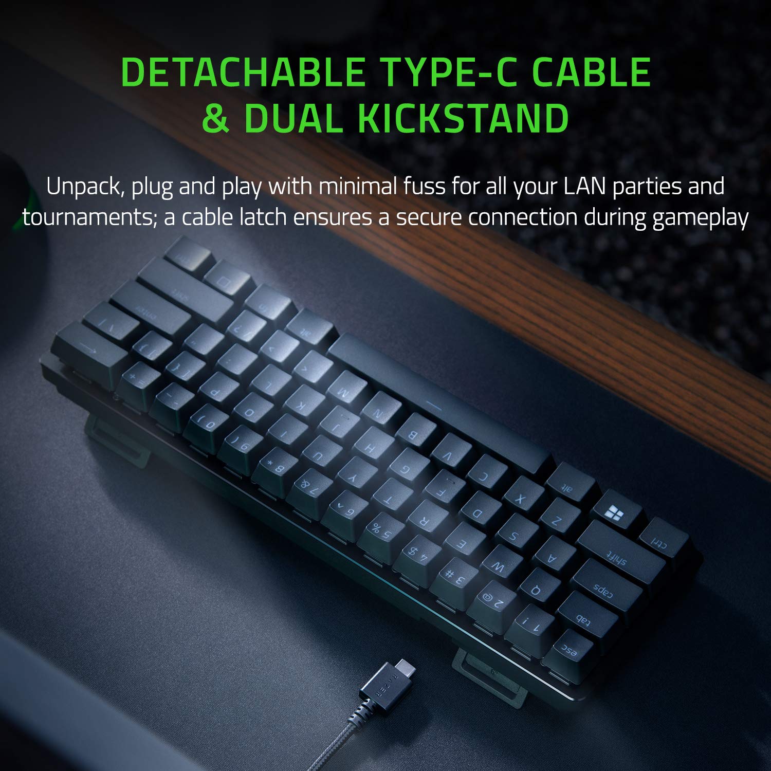 Razer Huntsman Mini - 60% Compact Gaming Keyboard with Purple Clicky Optical-Mechanical Switches, Doubleshot PBT Keycaps, Detachable USB-C Cable | UK Layout | Black 12