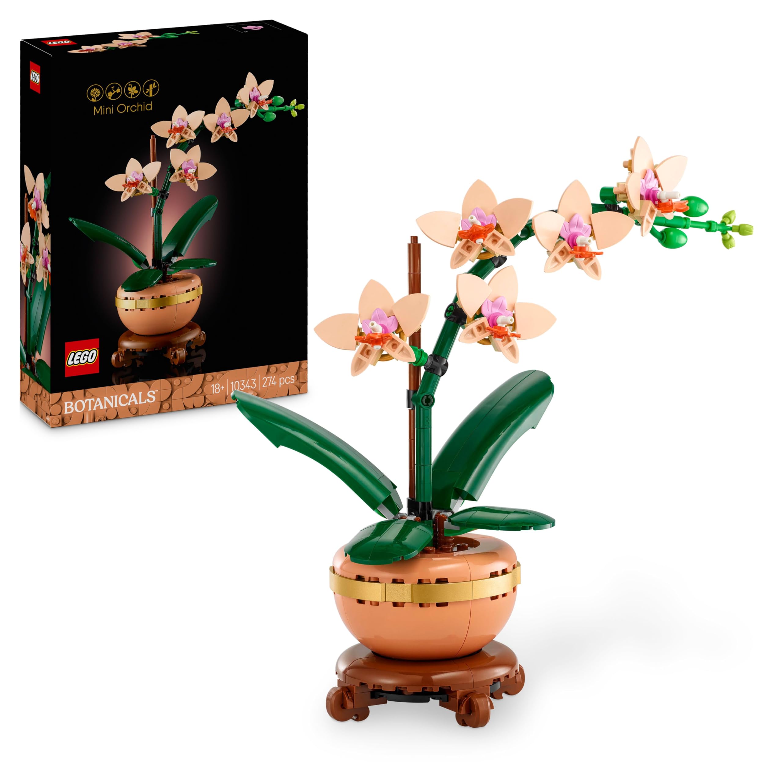 LEGO Botanicals Mini Orchid - Artificial Flower Building Kit for Adults