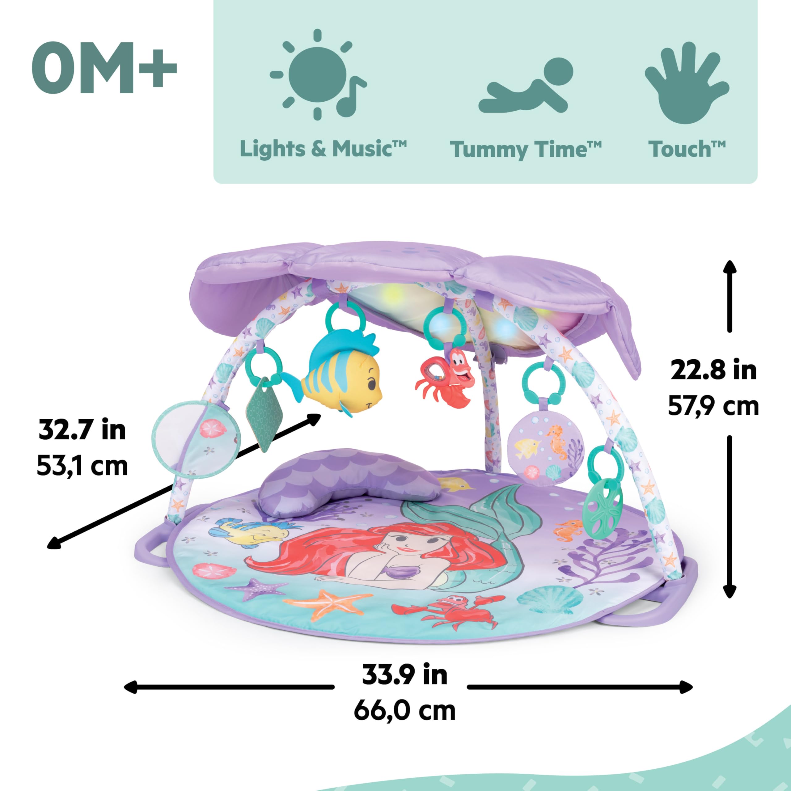 Bright Starts Disney Baby The Little Mermaid Twinkle Trove Light-Up Musical Gym 17
