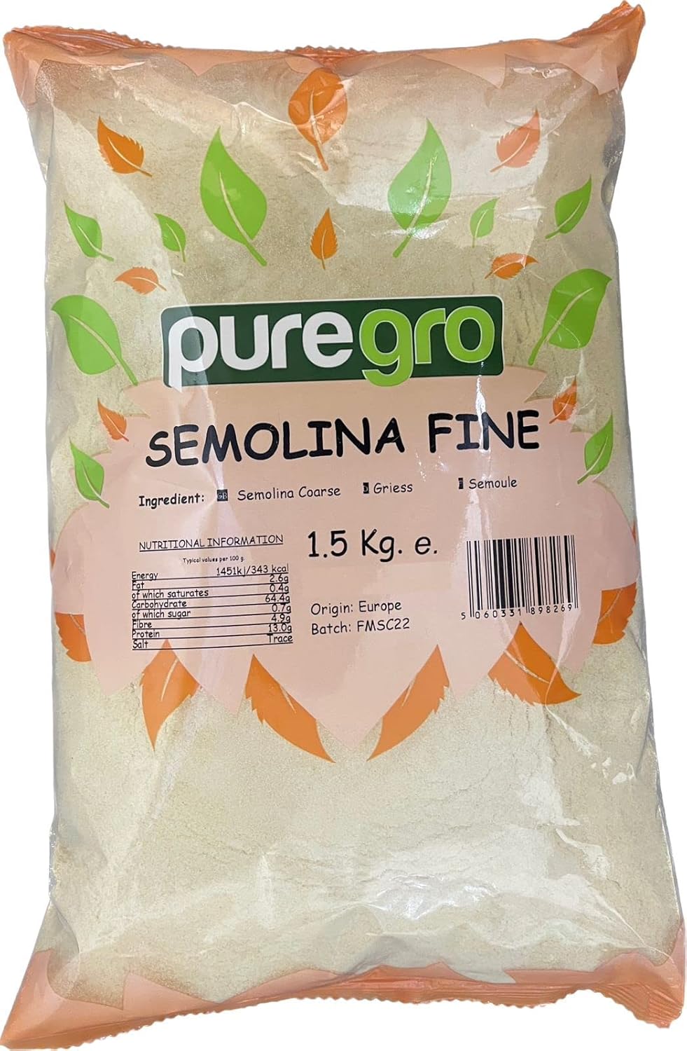 Puregro Semolina Fine 1.5kg