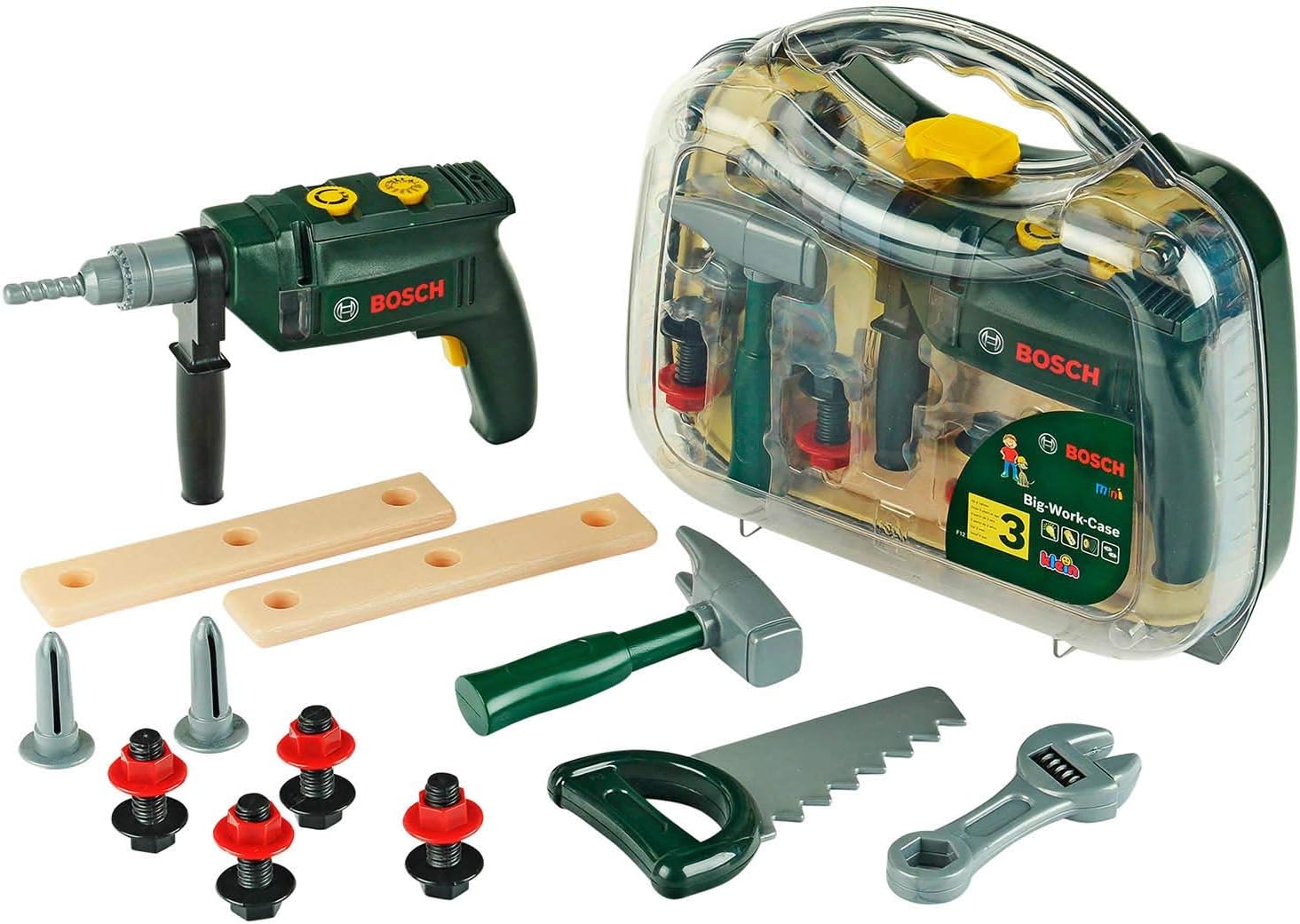 Theo Klein 8416 Bosch Tool Case - 16-Piece Battery-Powered Drill Playset for Kids 3+ 3