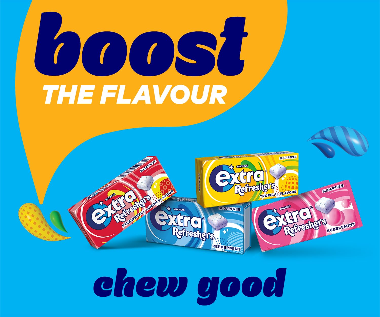 Extra - Refreshers Sugarfree Chewing Gum, Tropical Flavour (90g Bottle) 4