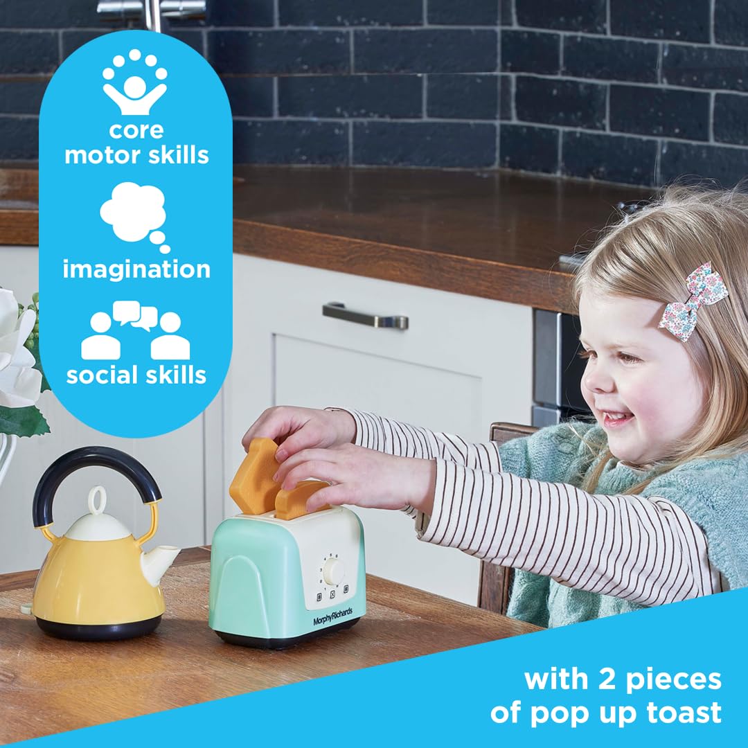Casdon Morphy Richards Interactive Toy Toaster &amp; Kettle Set - Play Kitchen Appliances for Kids 3+ 5