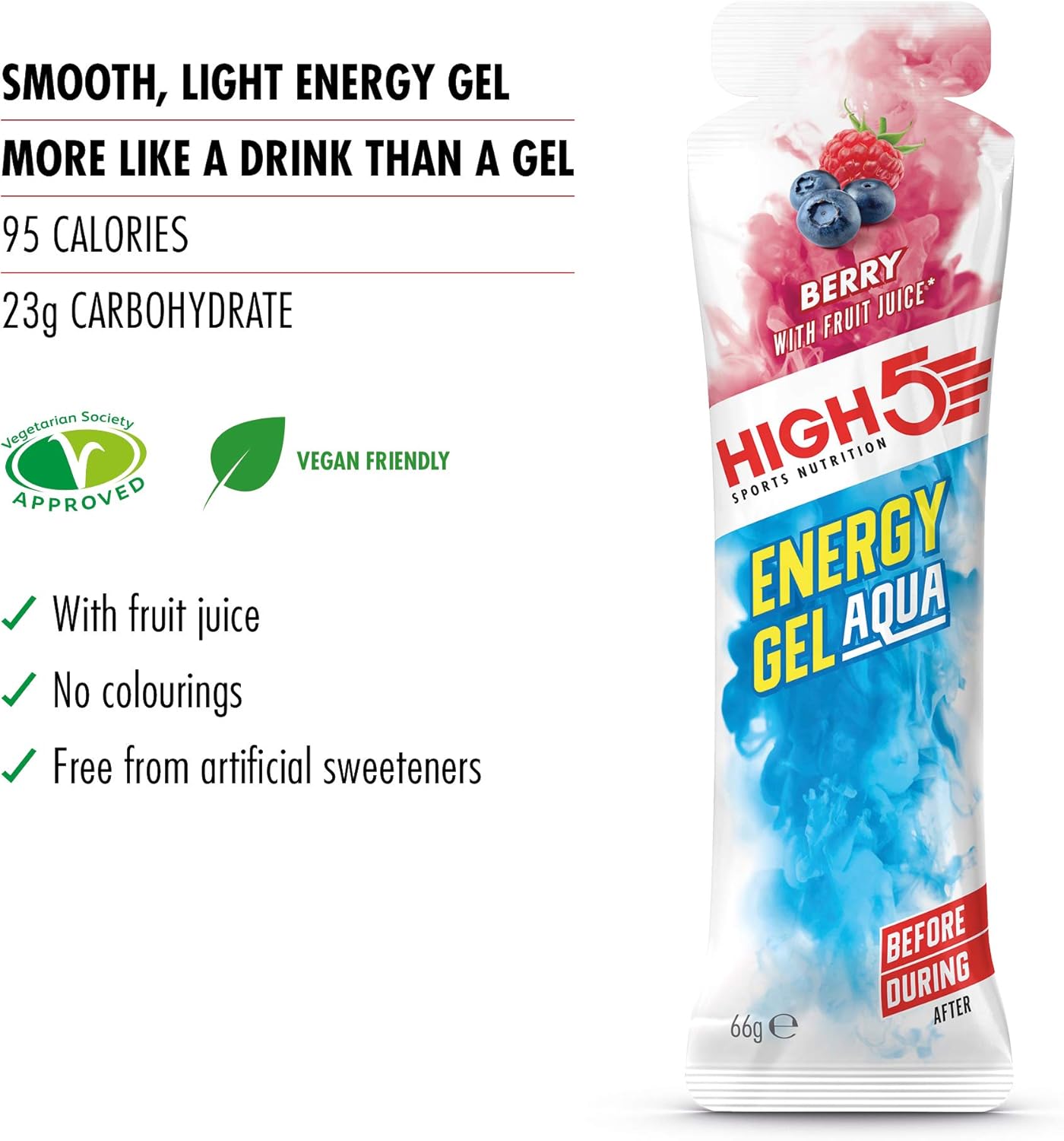 HIGH5 – Energy Gel Aqua, schnell freisetzendes Energiegel mit natürlichem Fruchtsaft (20 Beutel à 66 g, Beerengeschmack) 10