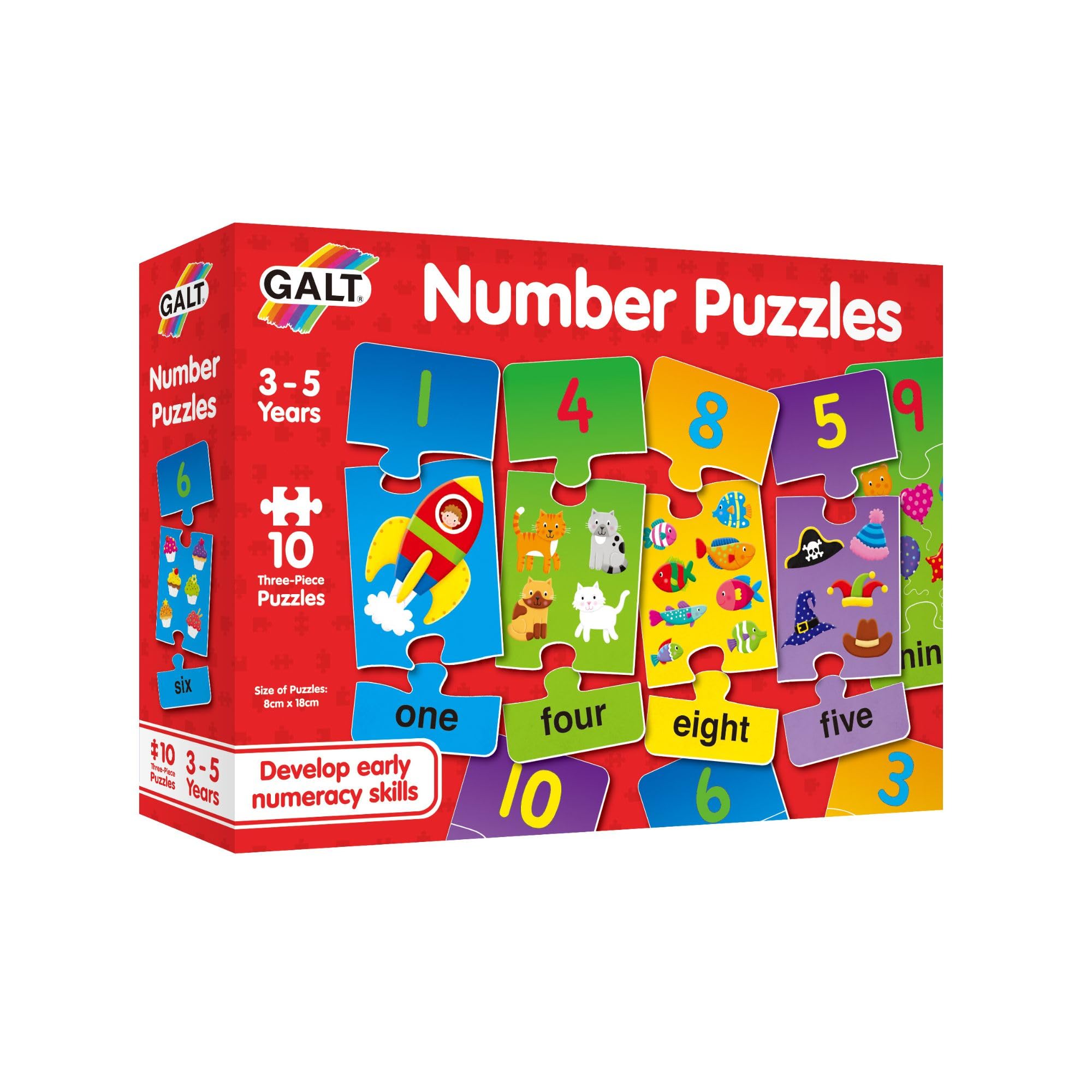 Galt Toys Number Puzzles - 10 Puzzles for Early Counting Skills | Ages 3+